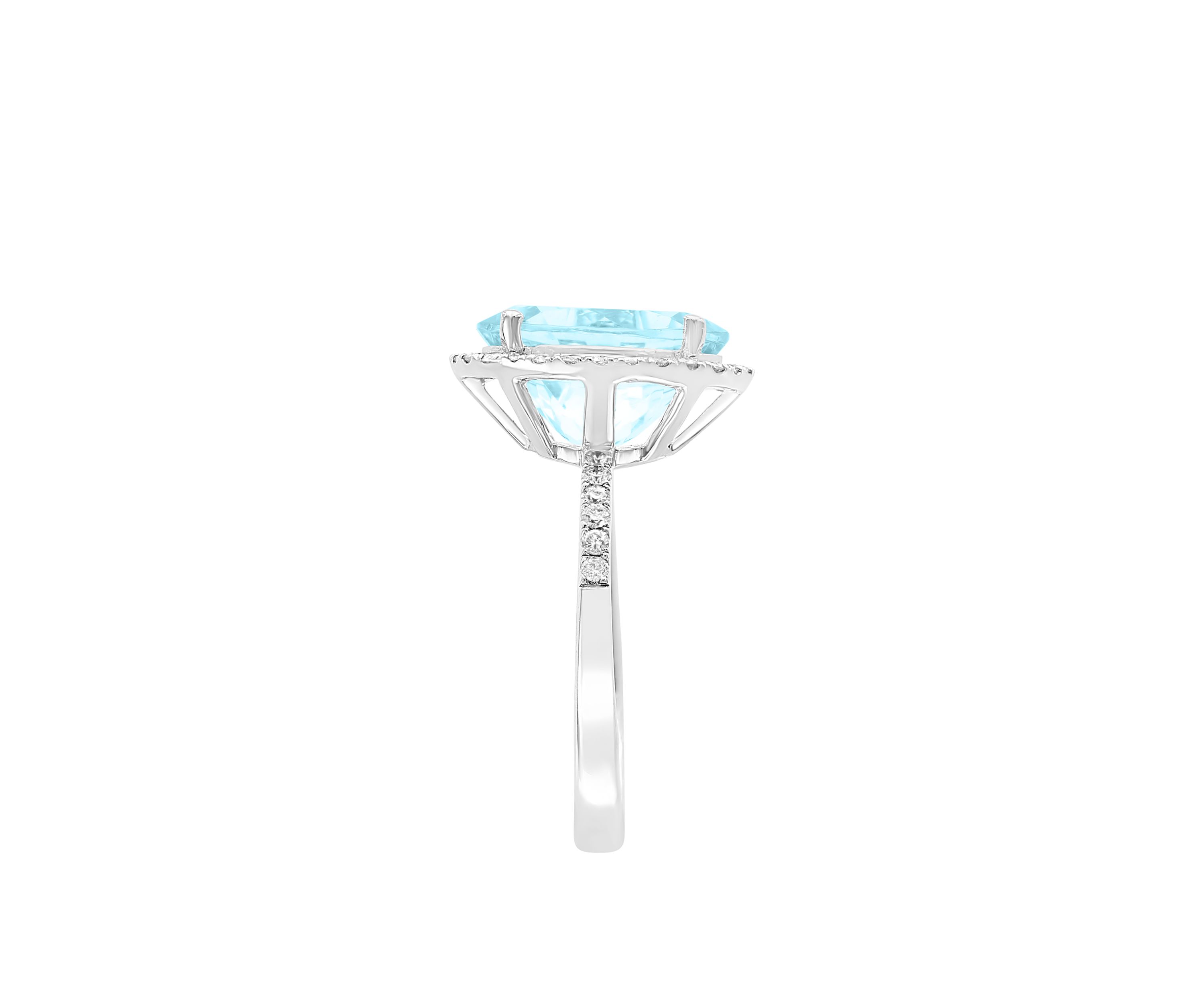 1.4 ct. t.w. Aquamarine and 3/8 ct. t.w. Diamond Ring in 14k White Gold