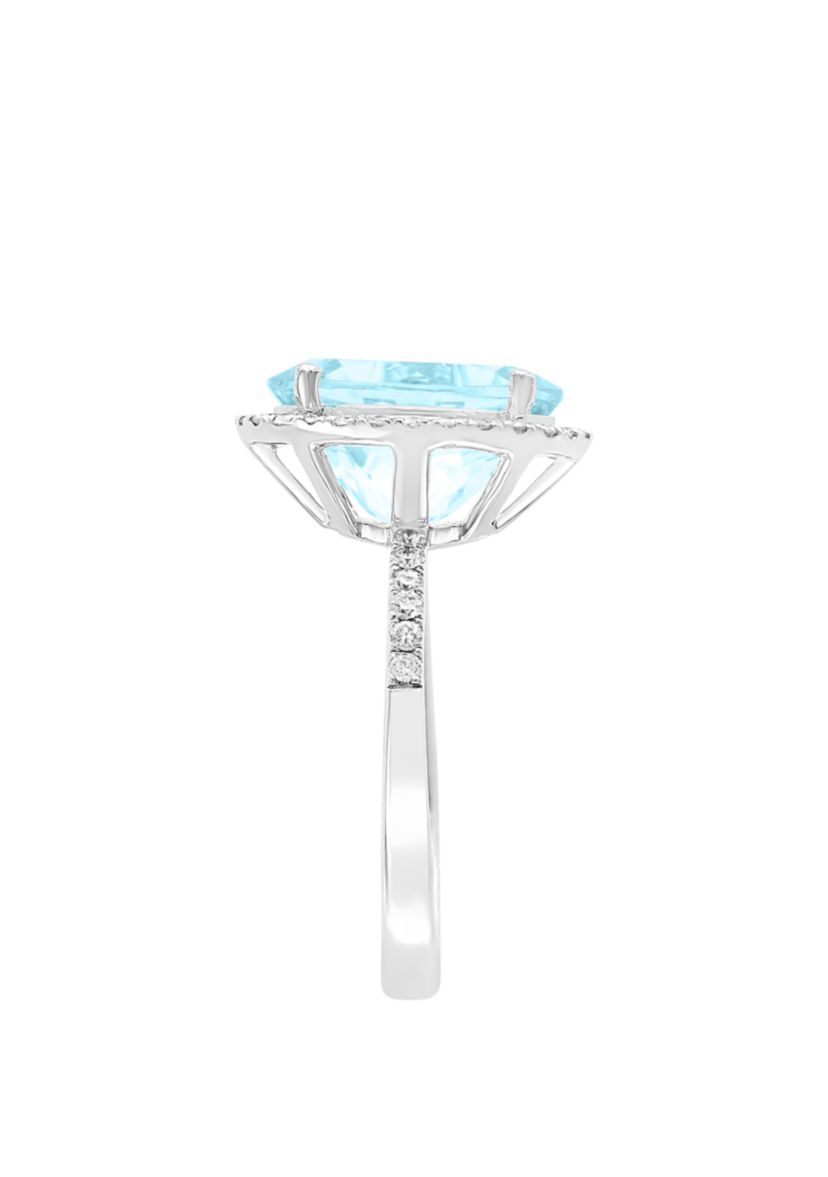 1.4 ct. t.w. Aquamarine and 3/8 ct. t.w. Diamond Ring in 14k White Gold
