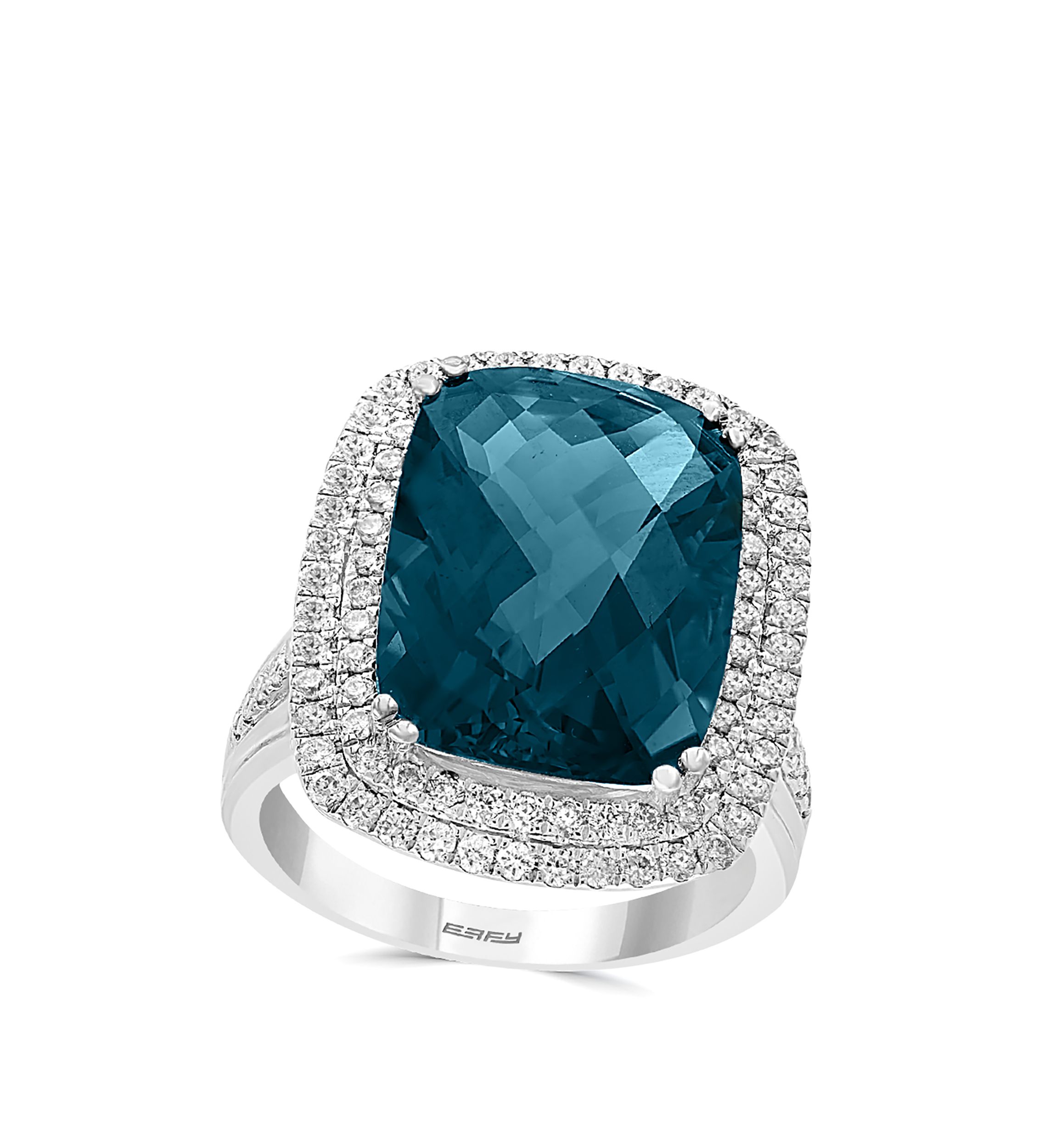 11.5 ct. t.w. Blue Topaz and 3/4 ct. t.w. Diamond Ring in 14k White Gold