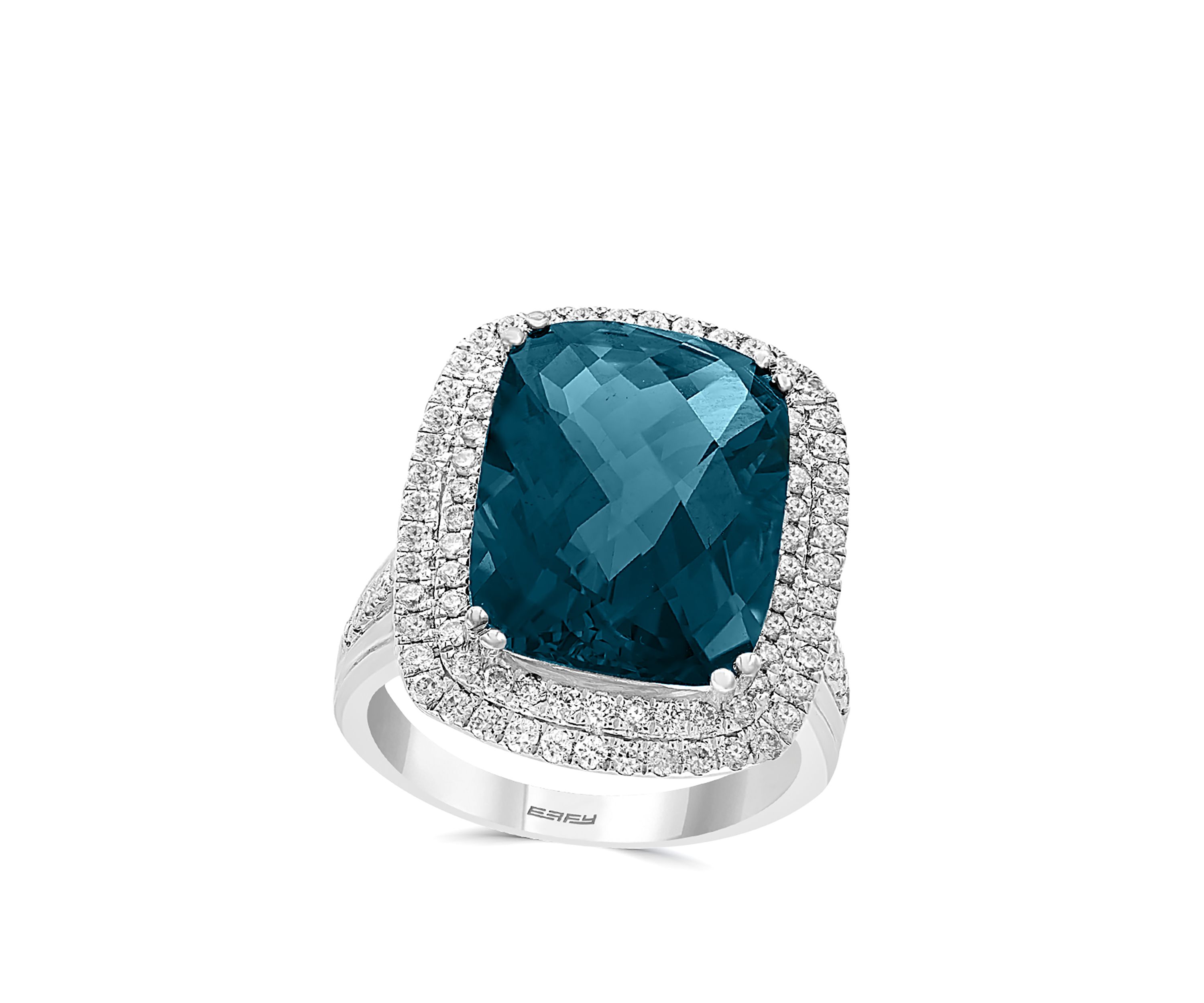 11.5 ct. t.w. Blue Topaz and 3/4 ct. t.w. Diamond Ring in 14k White Gold