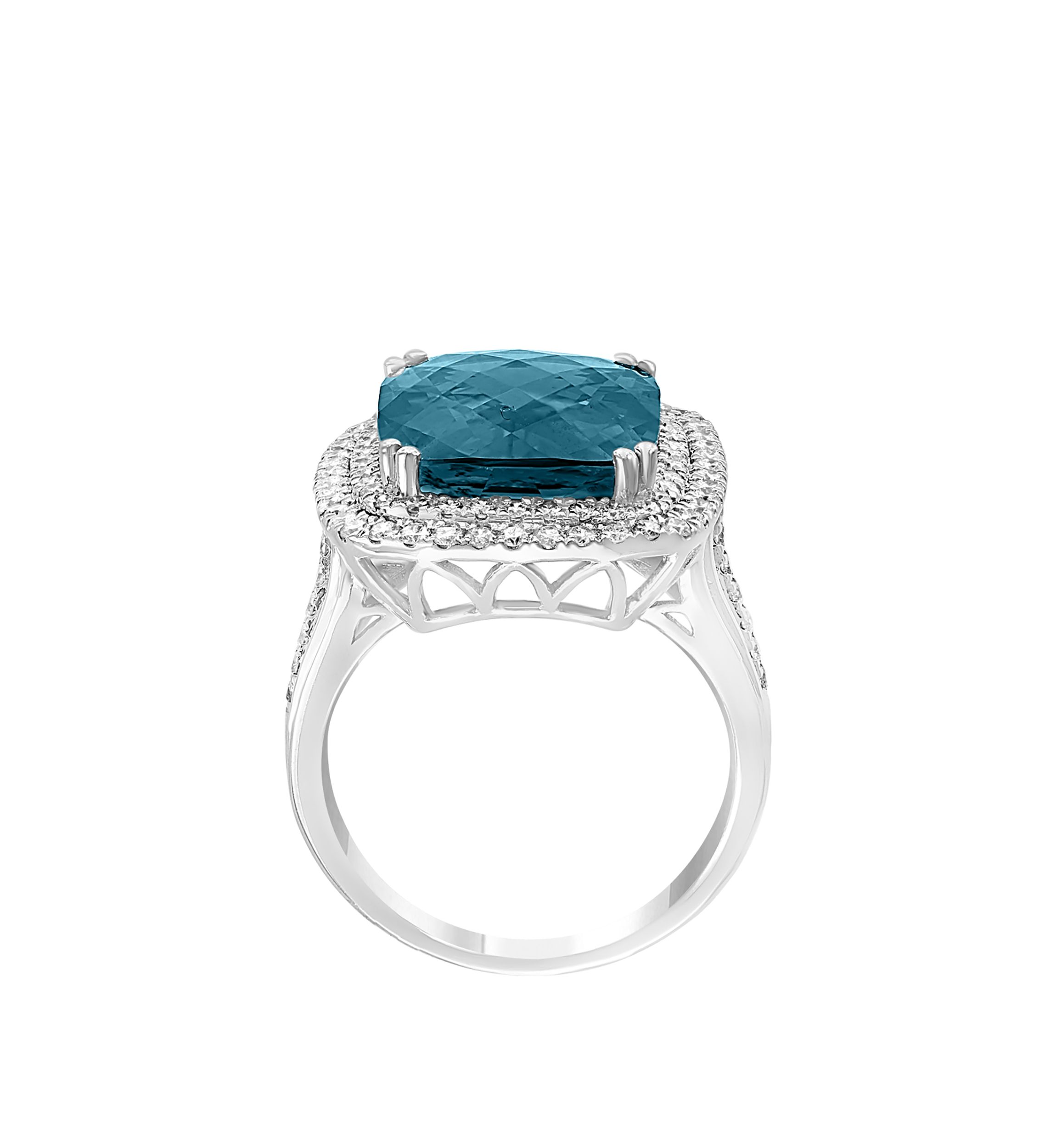 11.5 ct. t.w. Blue Topaz and 3/4 ct. t.w. Diamond Ring in 14k White Gold