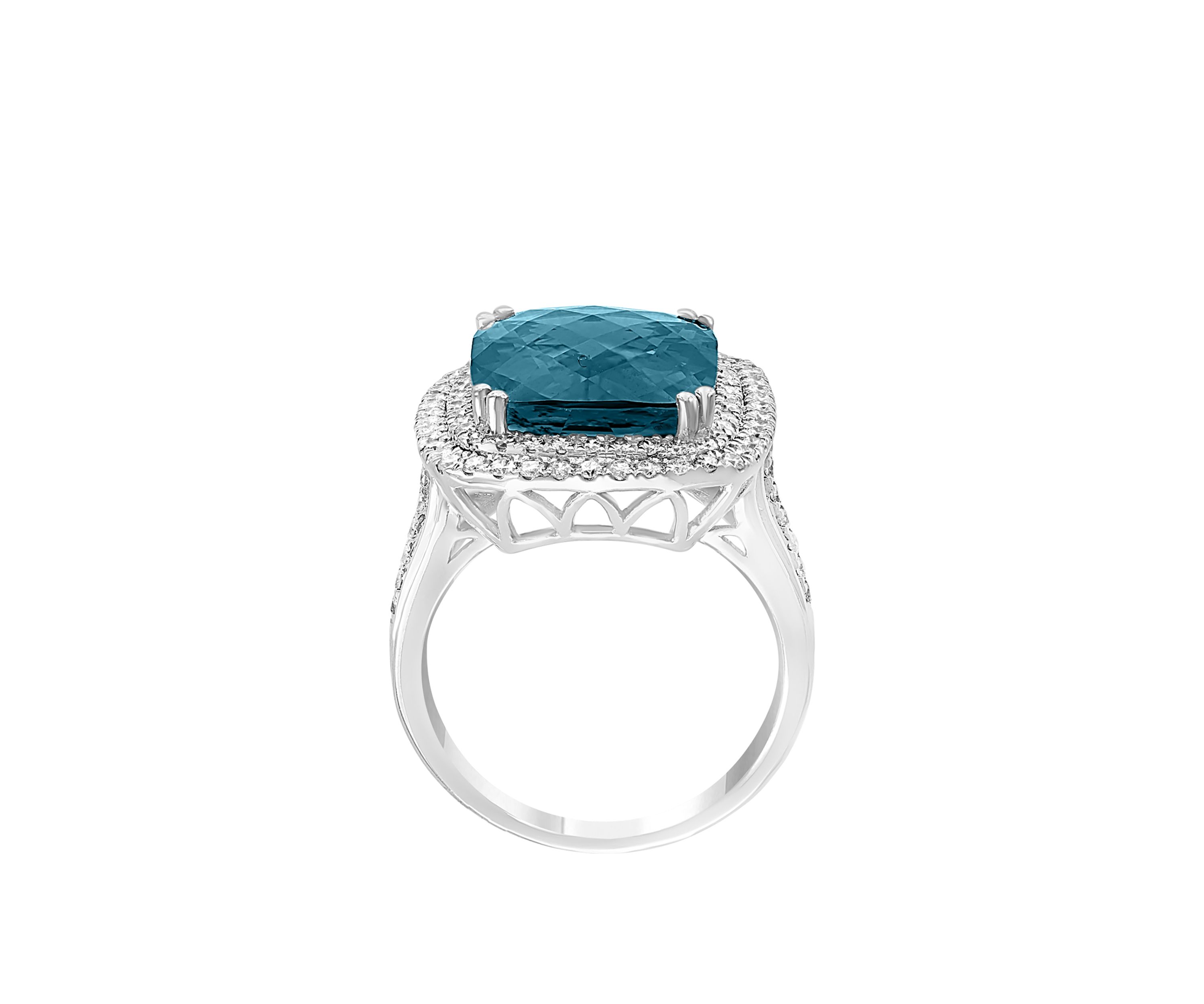 11.5 ct. t.w. Blue Topaz and 3/4 ct. t.w. Diamond Ring in 14k White Gold