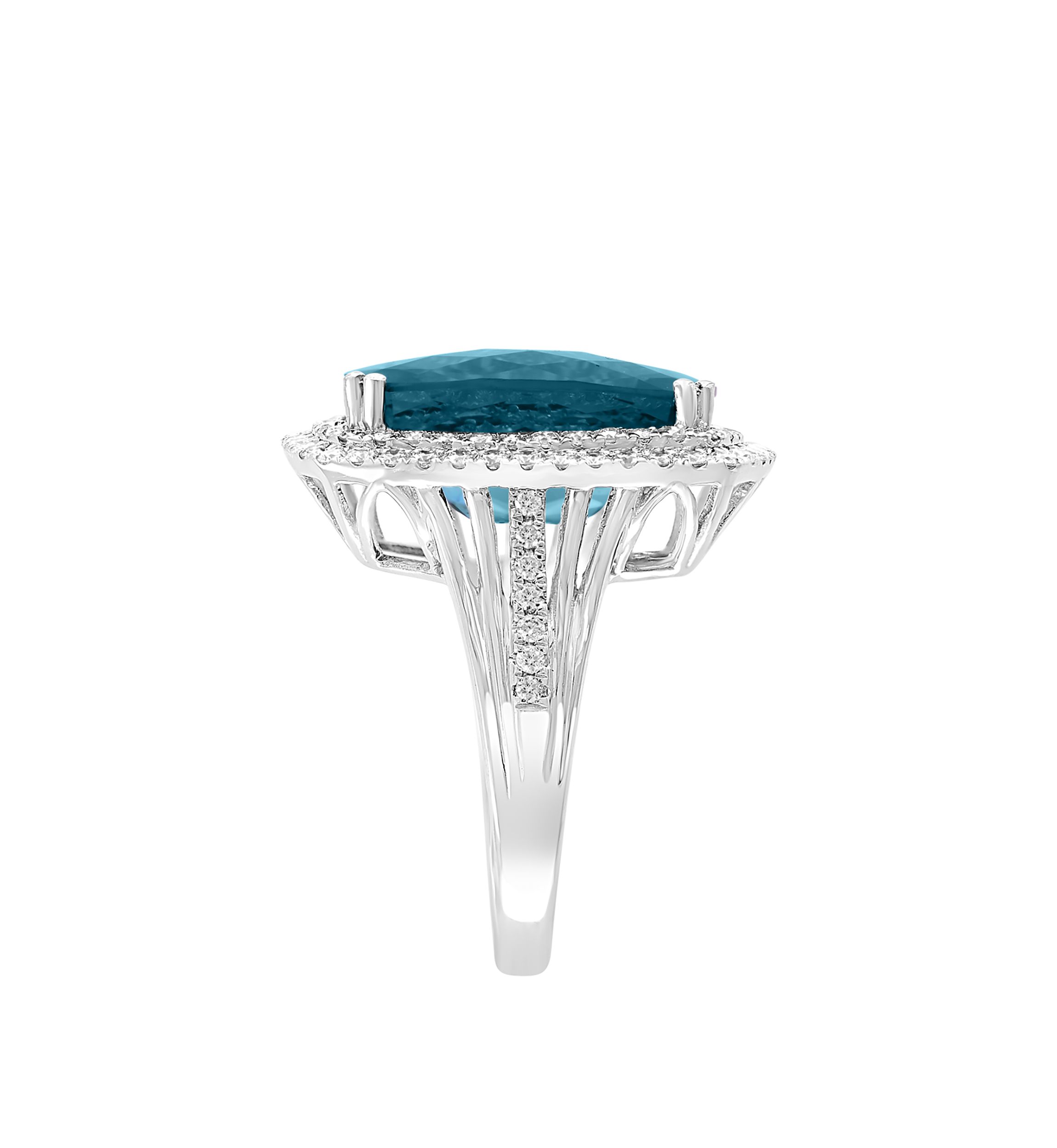 11.5 ct. t.w. Blue Topaz and 3/4 ct. t.w. Diamond Ring in 14k White Gold