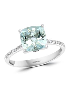 Effy 1.9 Ct. T.w. Aquamarine And 1/8 Ct. T.w. Diamond Ring In 14K White Gold