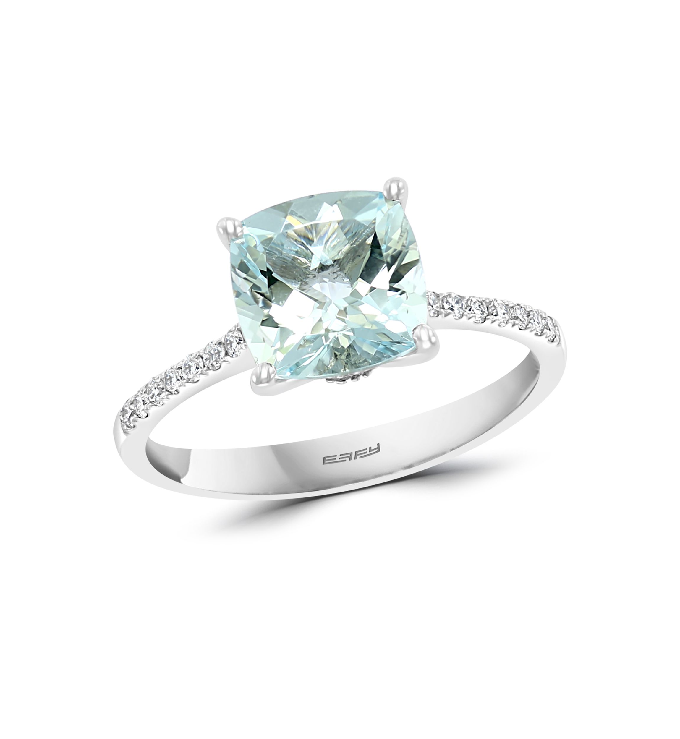 1.9 ct. t.w. Aquamarine and 1/8 ct. t.w. Diamond Ring in 14k White Gold  