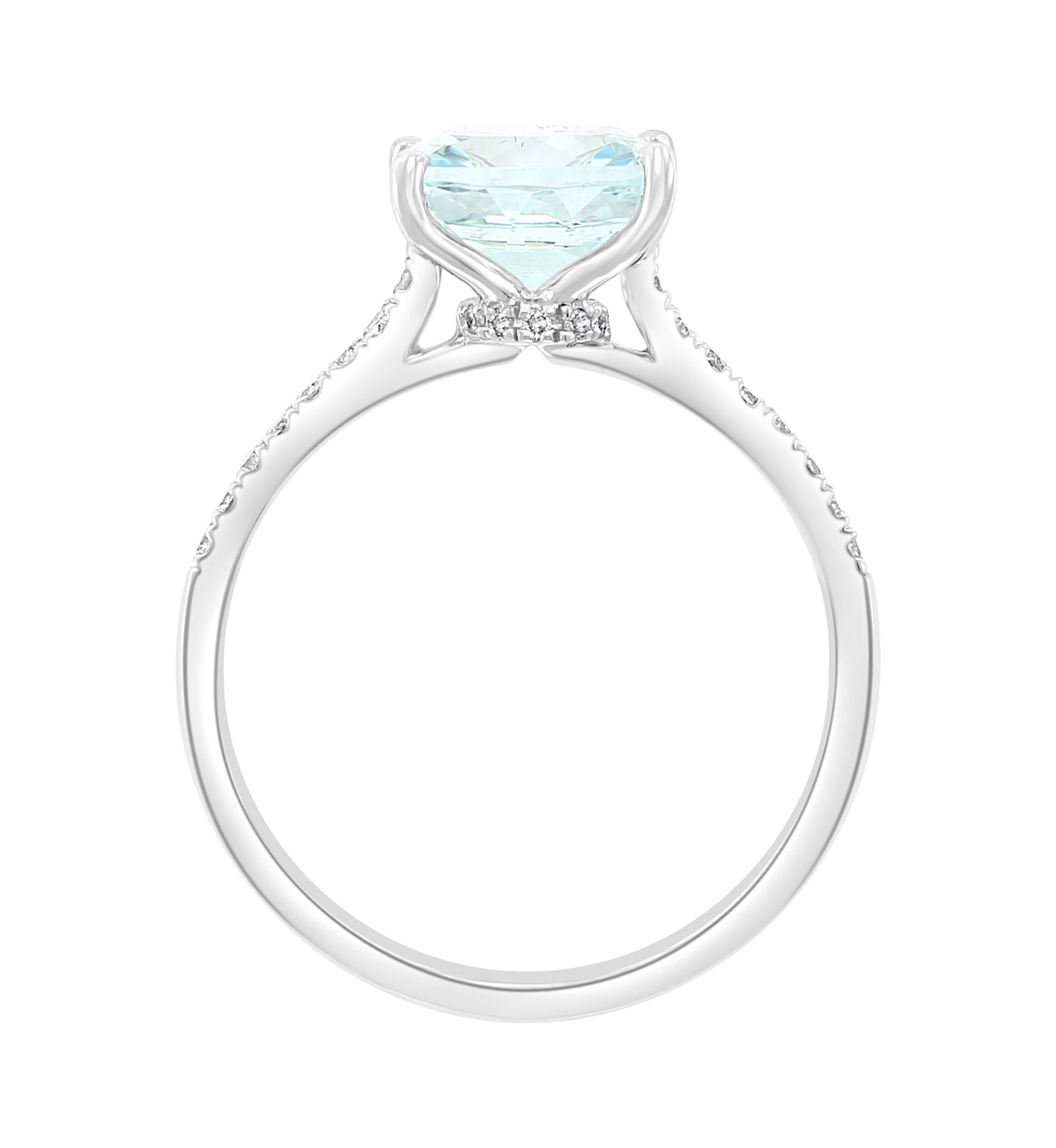1.9 ct. t.w. Aquamarine and 1/8 ct. t.w. Diamond Ring in 14k White Gold  