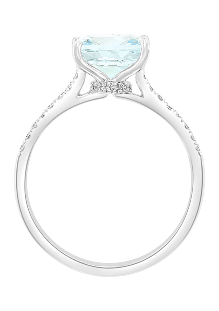 1.9 ct. t.w. Aquamarine and 1/8 ct. t.w. Diamond Ring in 14k White Gold  