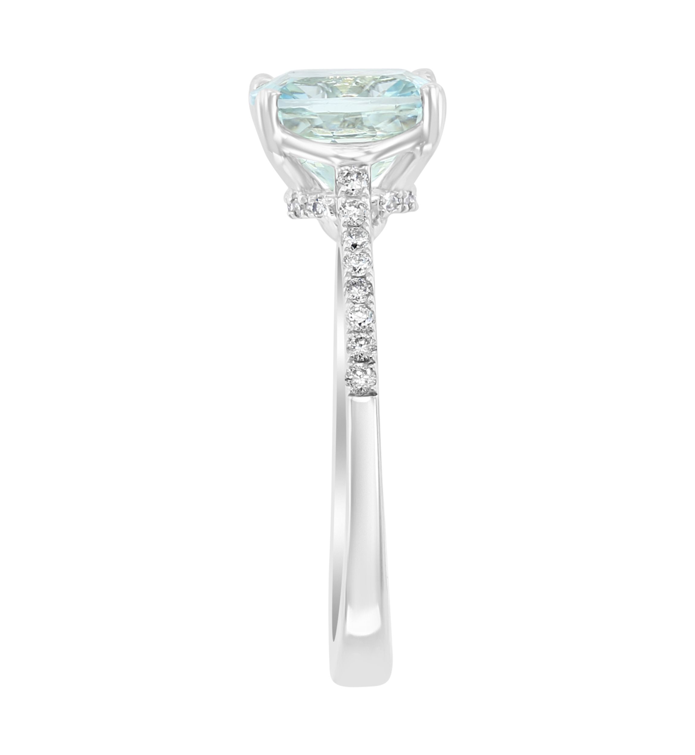 1.9 ct. t.w. Aquamarine and 1/8 ct. t.w. Diamond Ring in 14k White Gold  