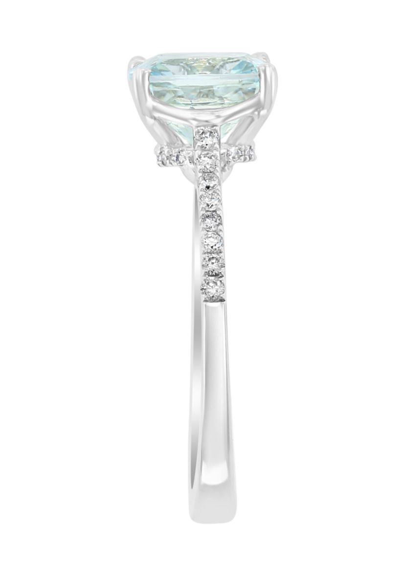 1.9 ct. t.w. Aquamarine and 1/8 ct. t.w. Diamond Ring in 14k White Gold  