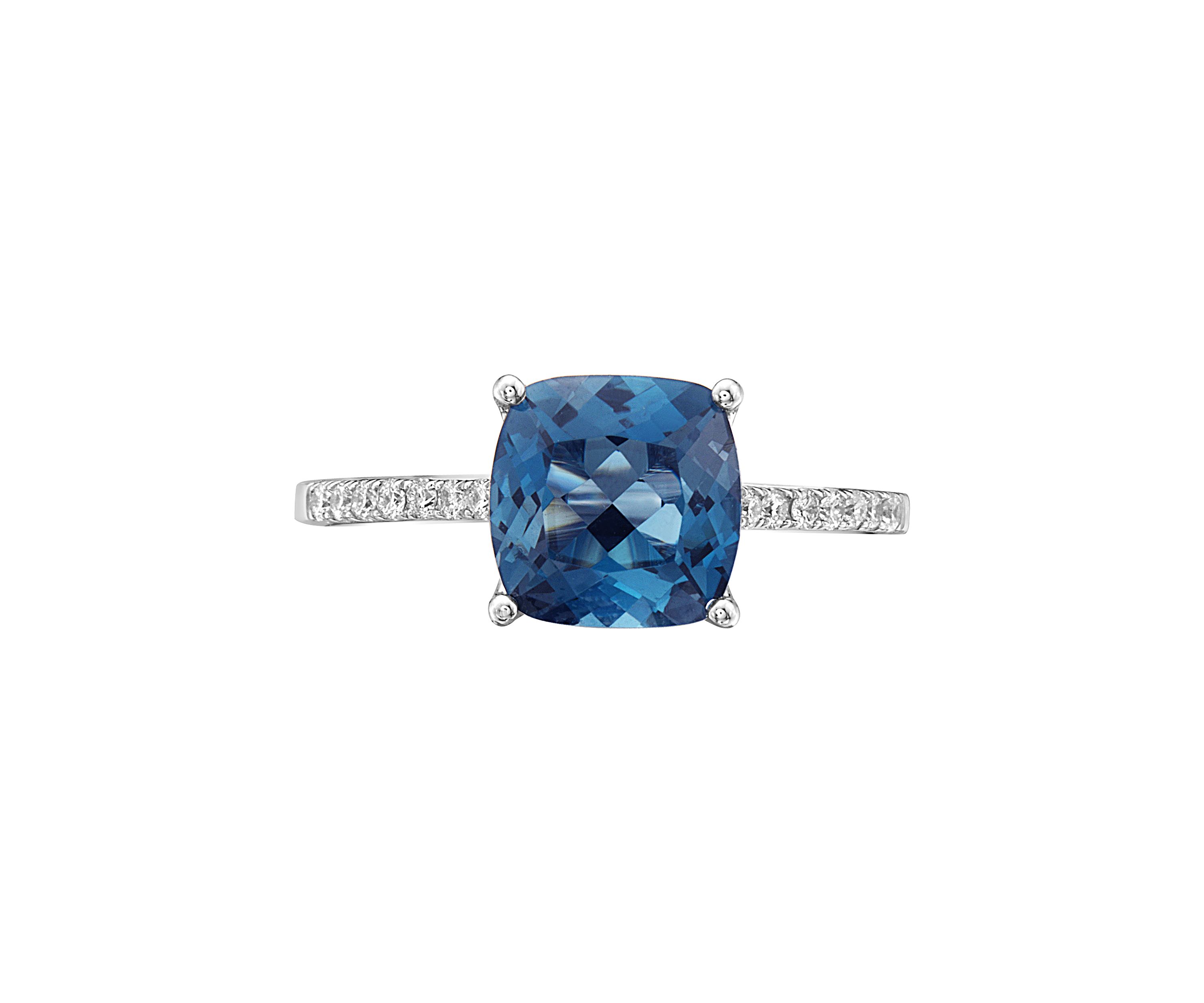 1/8 ct. t.w. Diamonds and 2.5 ct. t.w. London Blue Topaz Ring in 14k White Gold 