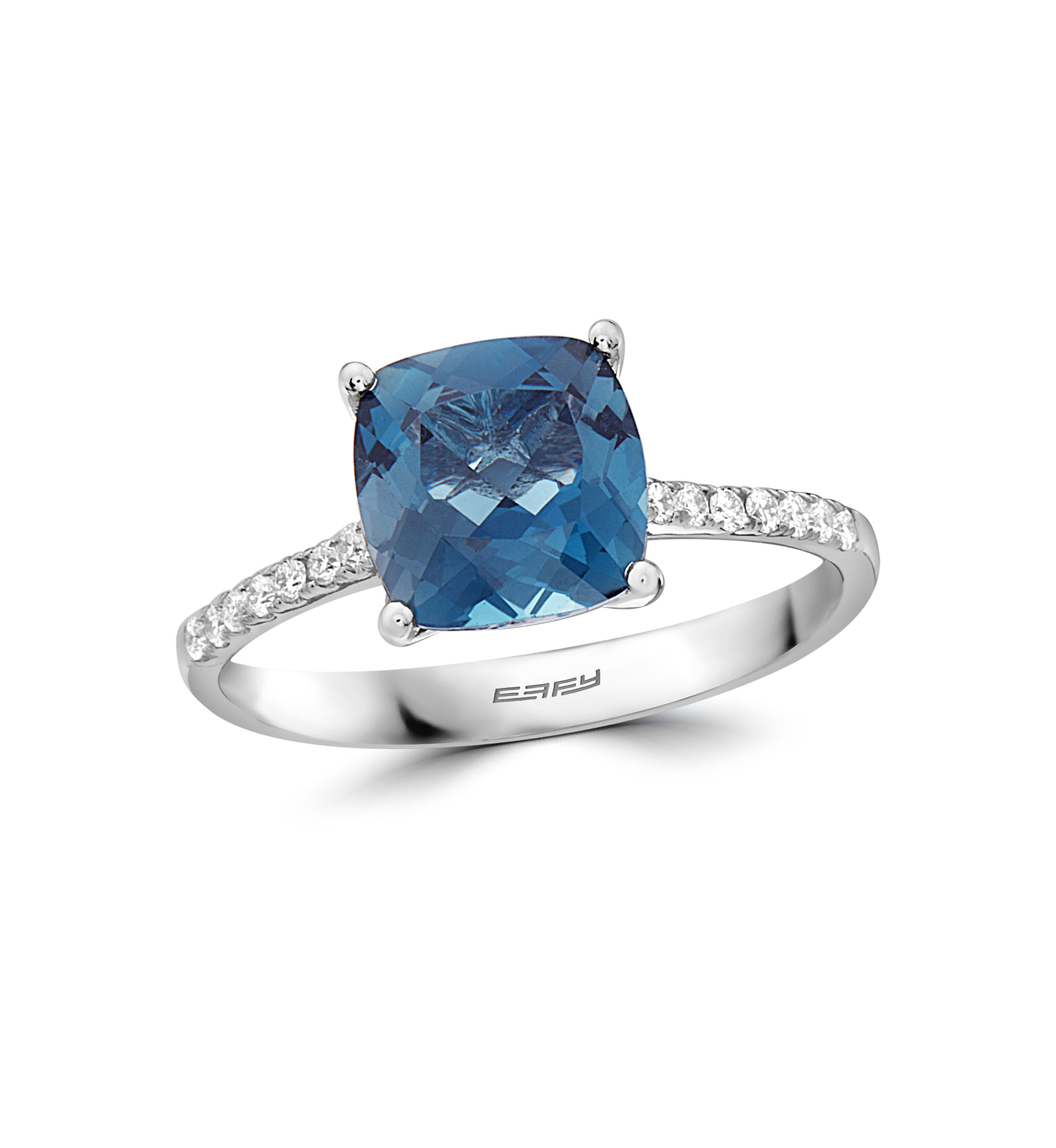 1/8 ct. t.w. Diamonds and 2.5 ct. t.w. London Blue Topaz Ring in 14k White Gold 