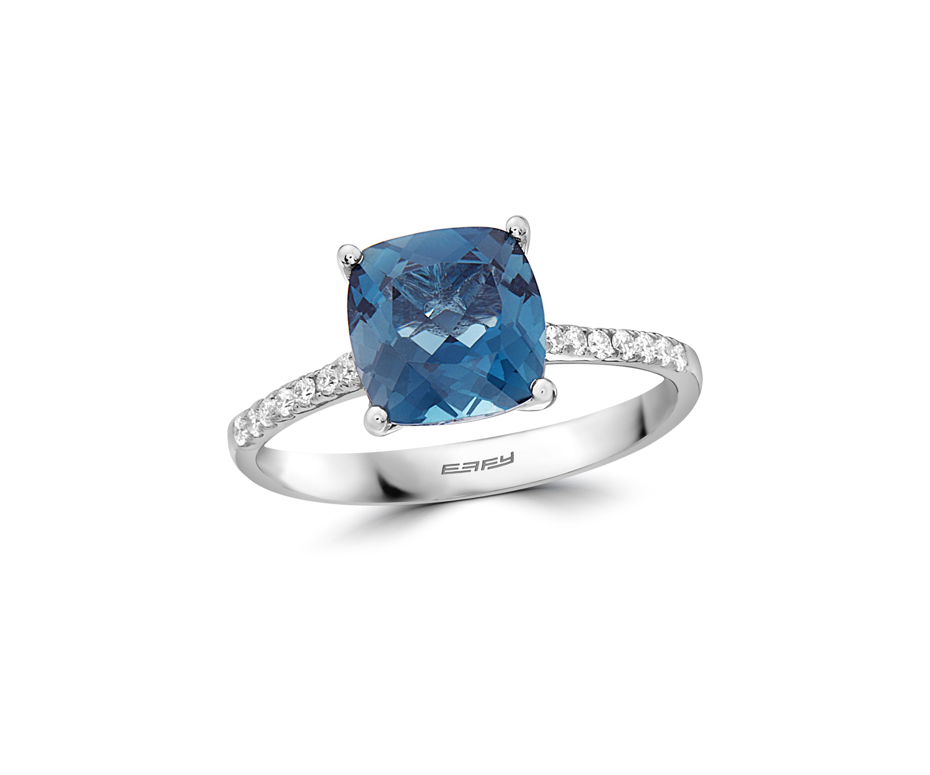 1/8 ct. t.w. Diamonds and 2.5 ct. t.w. London Blue Topaz Ring in 14k White Gold 