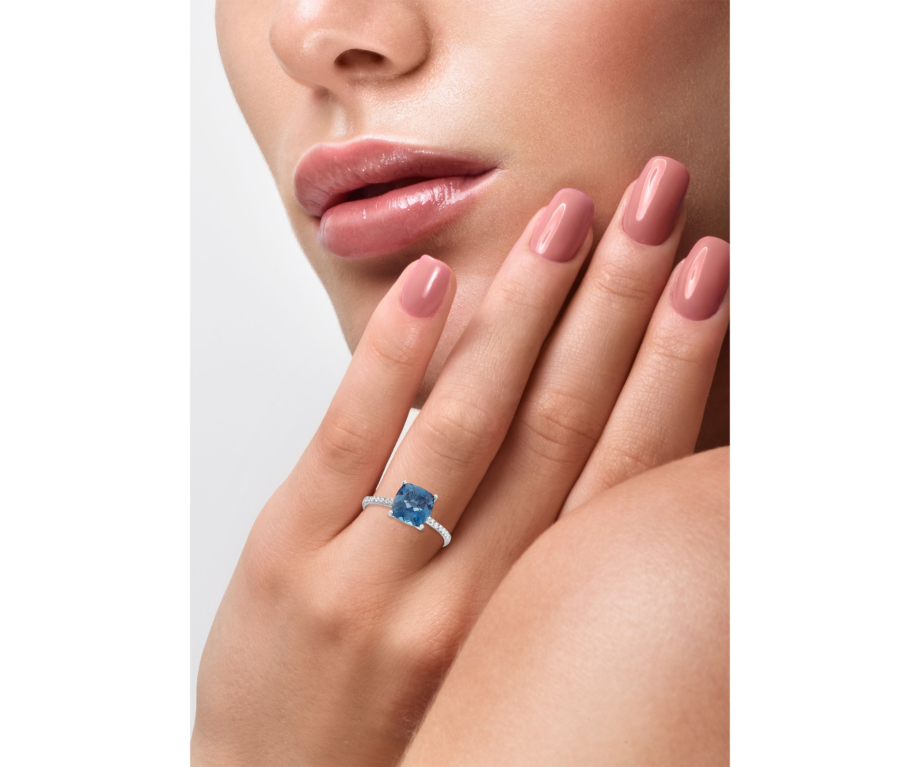 1/8 ct. t.w. Diamonds and 2.5 ct. t.w. London Blue Topaz Ring in 14k White Gold 