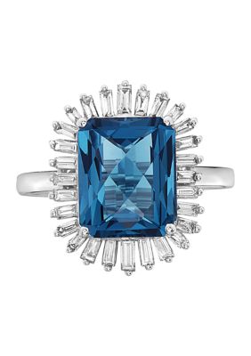 Effy 1/2 ct. t.w. Diamonds and 4.55 ct. t.w. London Blue Topaz Ring in 14k White Gold