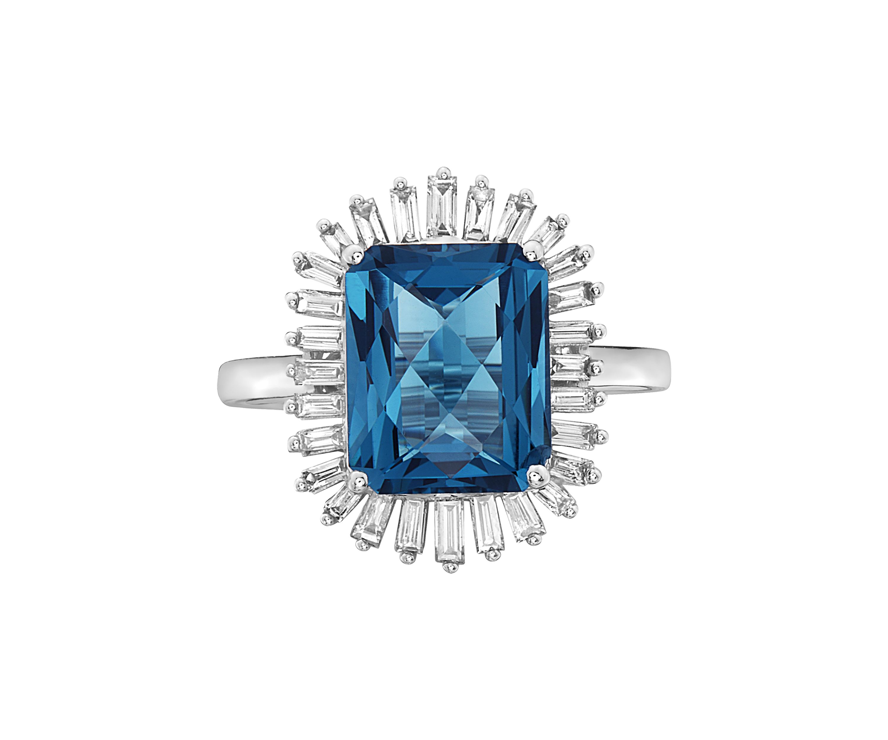 1/2 ct. t.w. Diamonds and 4.55 ct. t.w. London Blue Topaz Ring in 14k White Gold 