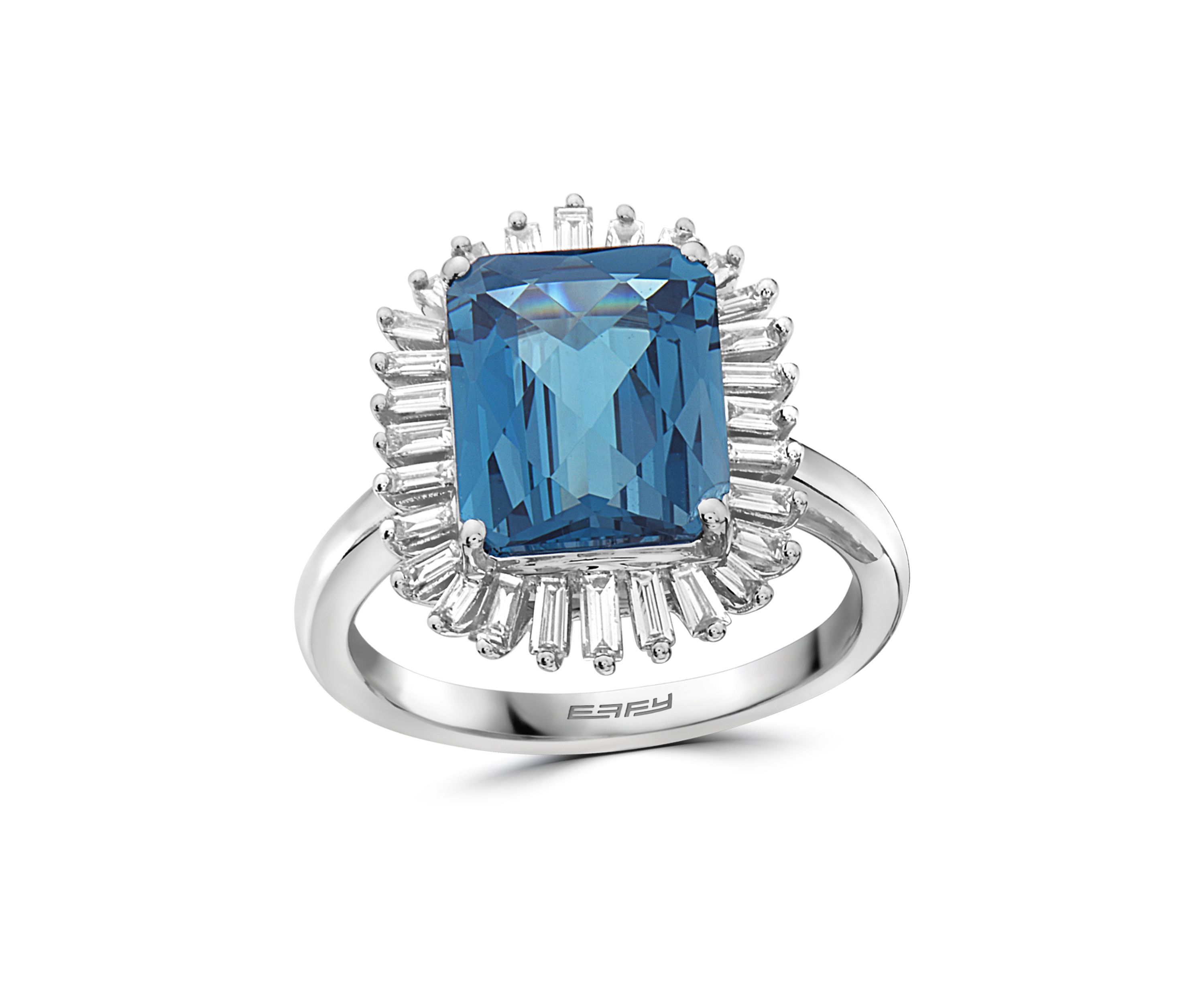1/2 ct. t.w. Diamonds and 4.55 ct. t.w. London Blue Topaz Ring in 14k White Gold 