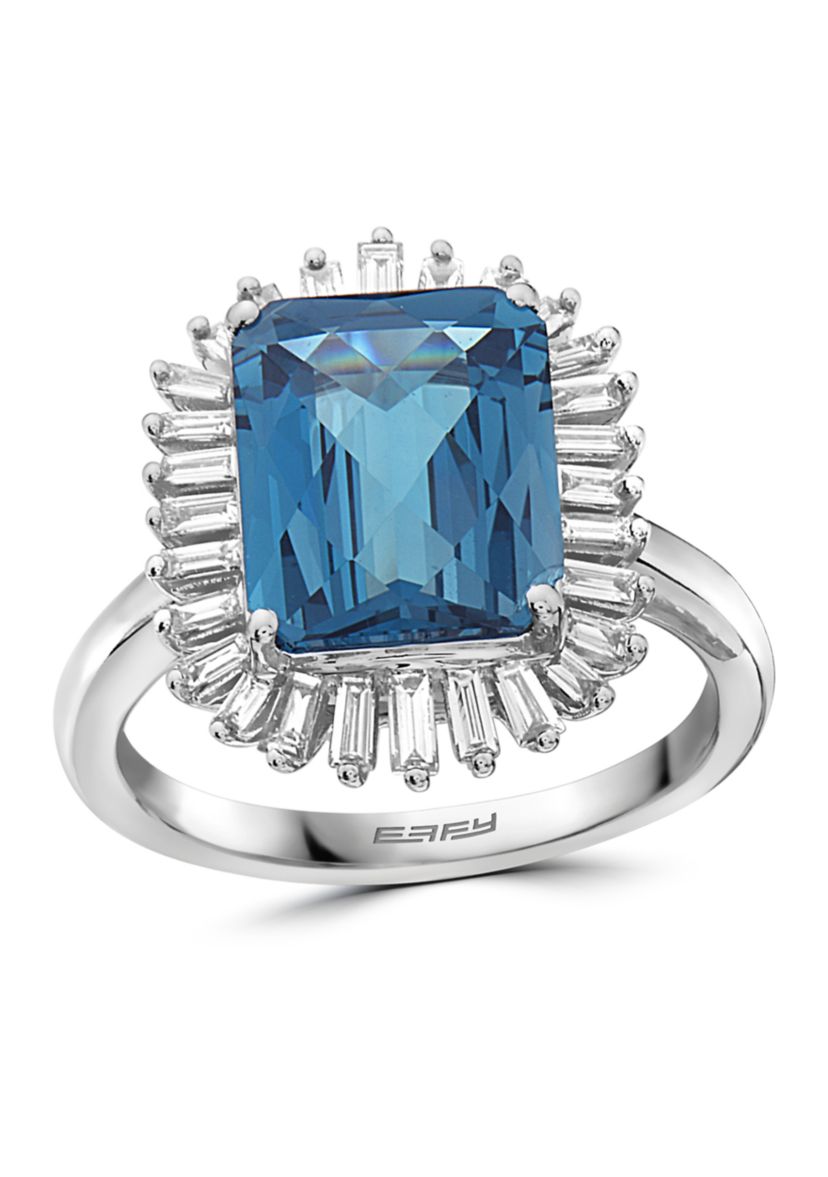 1/2 ct. t.w. Diamonds and 4.55 ct. t.w. London Blue Topaz Ring in 14k White Gold 