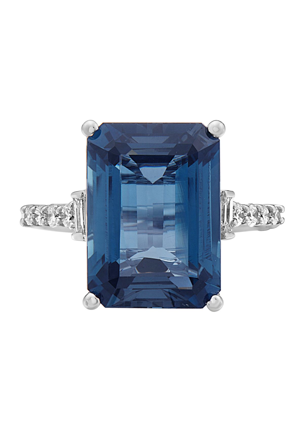1/5 ct. t.w. Diamonds and 8.35 ct. t.w. London Blue Topaz Ring in 14k White Gold 