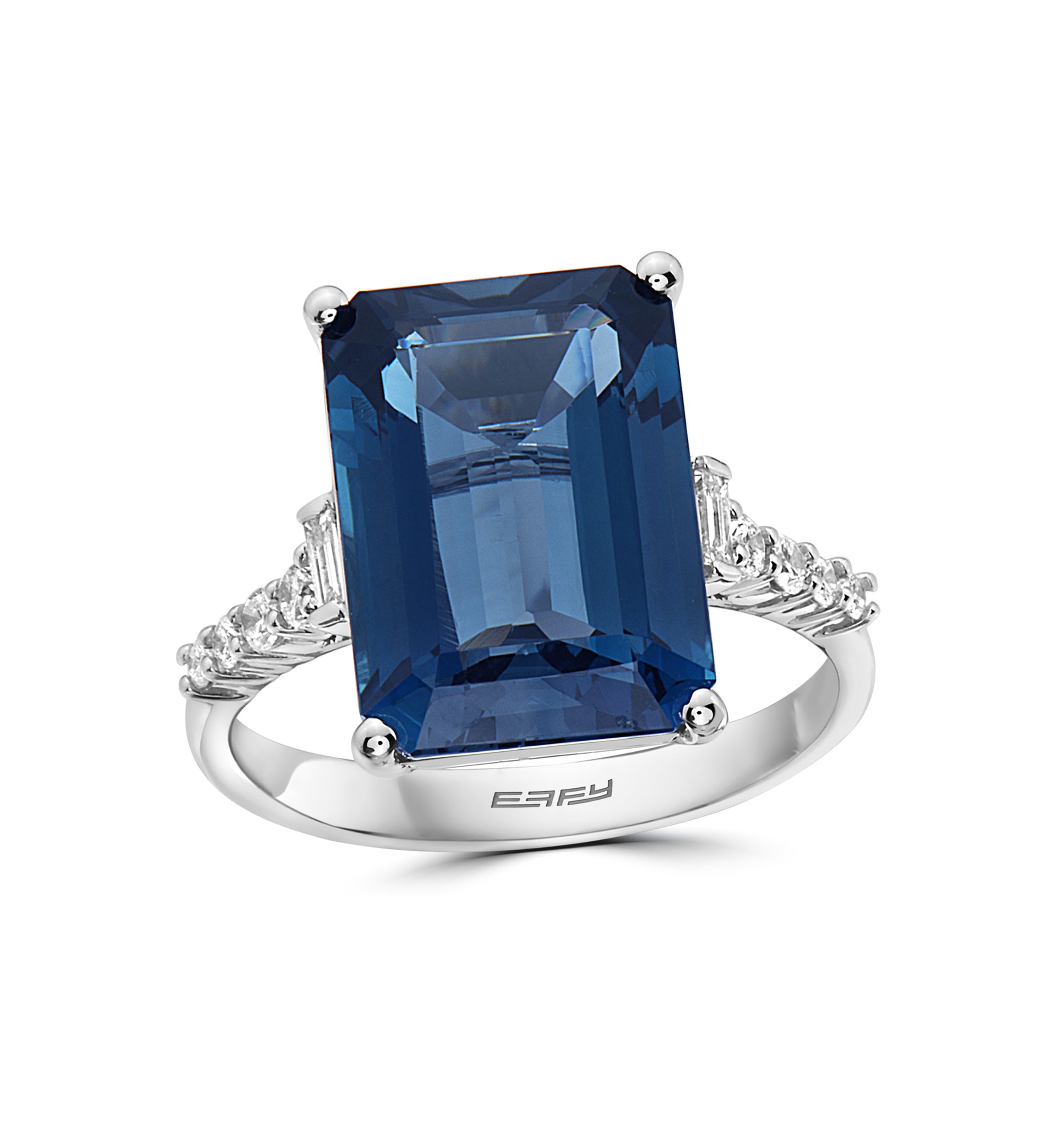 1/5 ct. t.w. Diamonds and 8.35 ct. t.w. London Blue Topaz Ring in 14k White Gold 