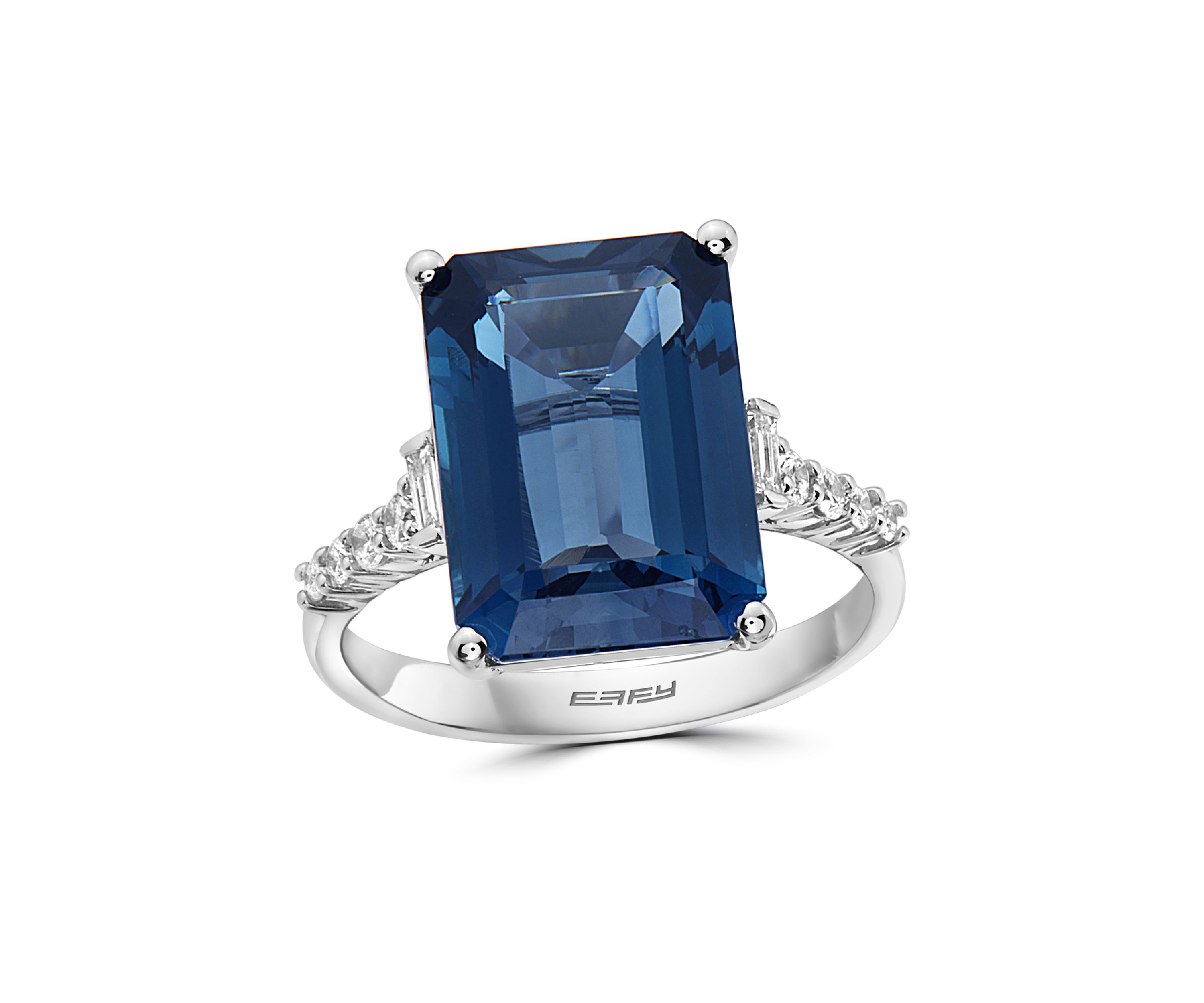 1/5 ct. t.w. Diamonds and 8.35 ct. t.w. London Blue Topaz Ring in 14k White Gold 