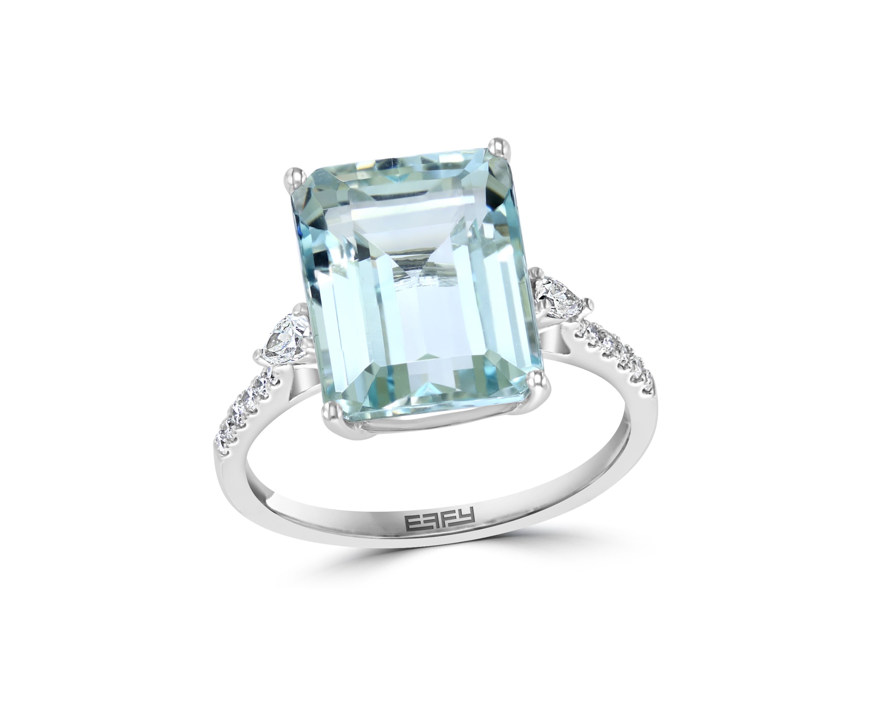 1/5 ct. t.w. Diamond and 6.15 ct. t.w. Aquamarine Ring in 14K White Gold 