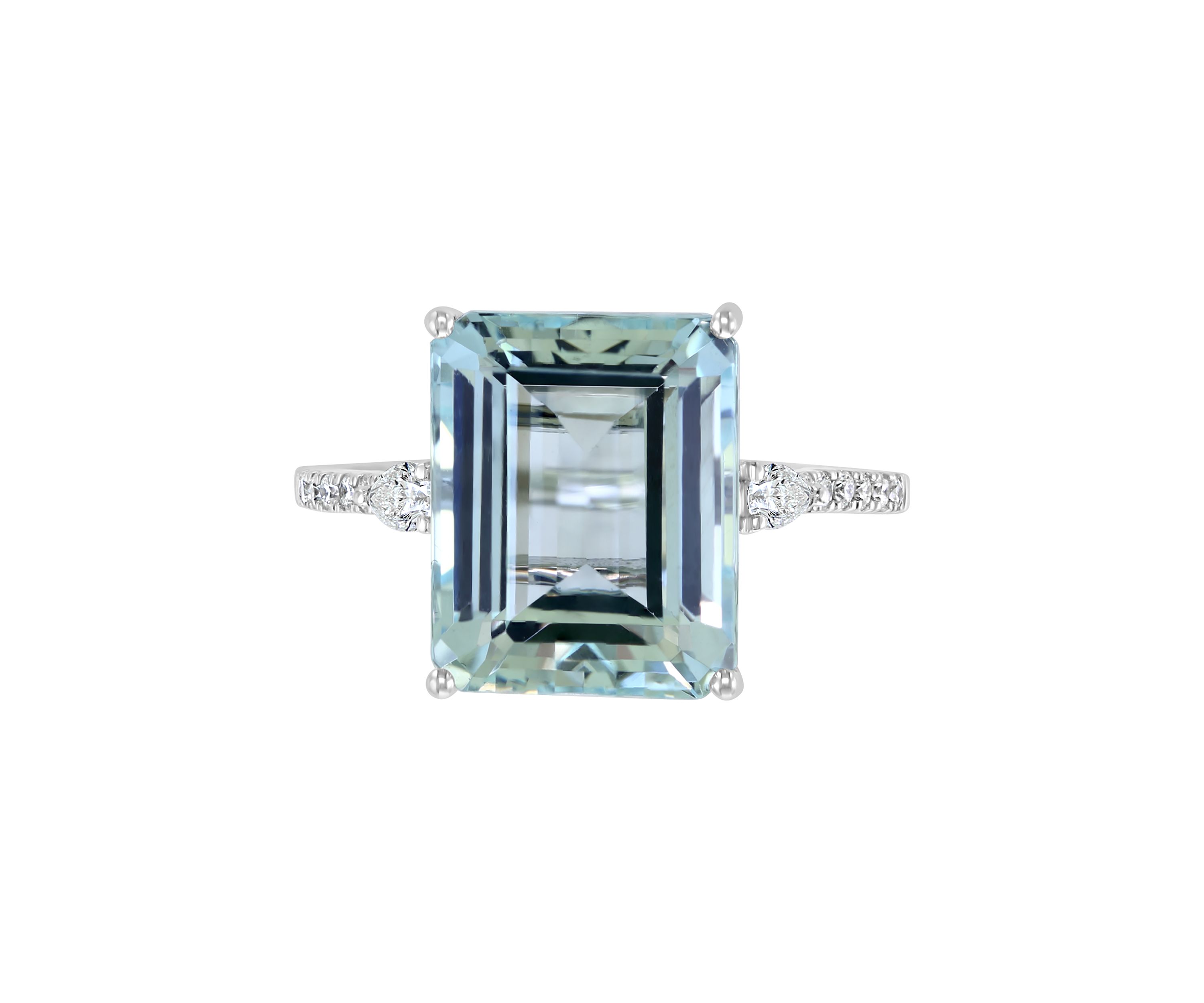 1/5 ct. t.w. Diamond and 6.15 ct. t.w. Aquamarine Ring in 14K White Gold 