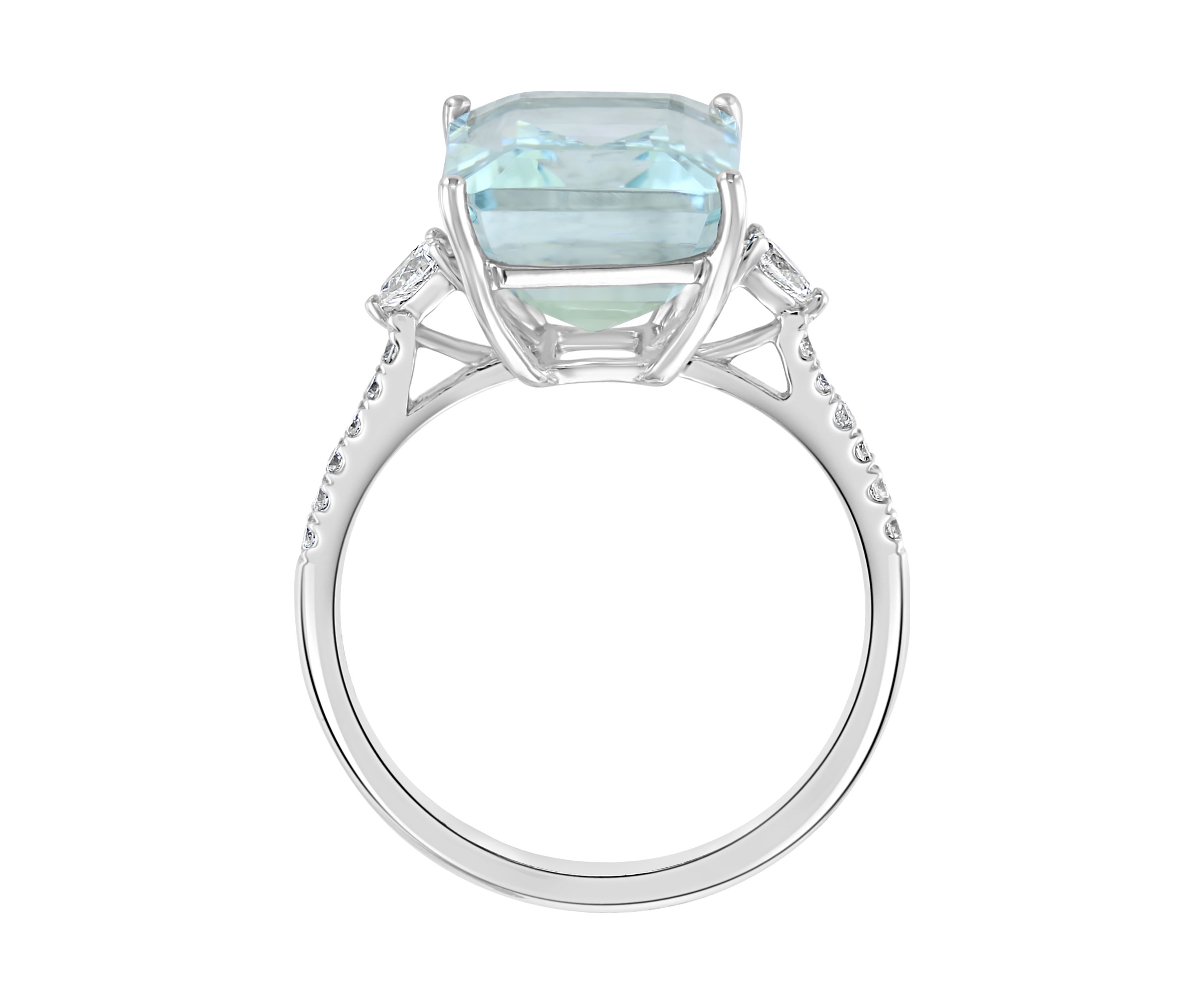 1/5 ct. t.w. Diamond and 6.15 ct. t.w. Aquamarine Ring in 14K White Gold 