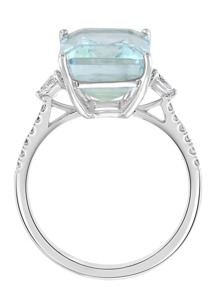1/5 ct. t.w. Diamond and 6.15 ct. t.w. Aquamarine Ring in 14K White Gold 