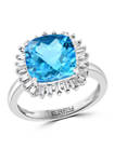 1/3 ct. t.w. Diamond and 5.25 ct. t.w. Blue Topaz Ring in 14K White Gold 