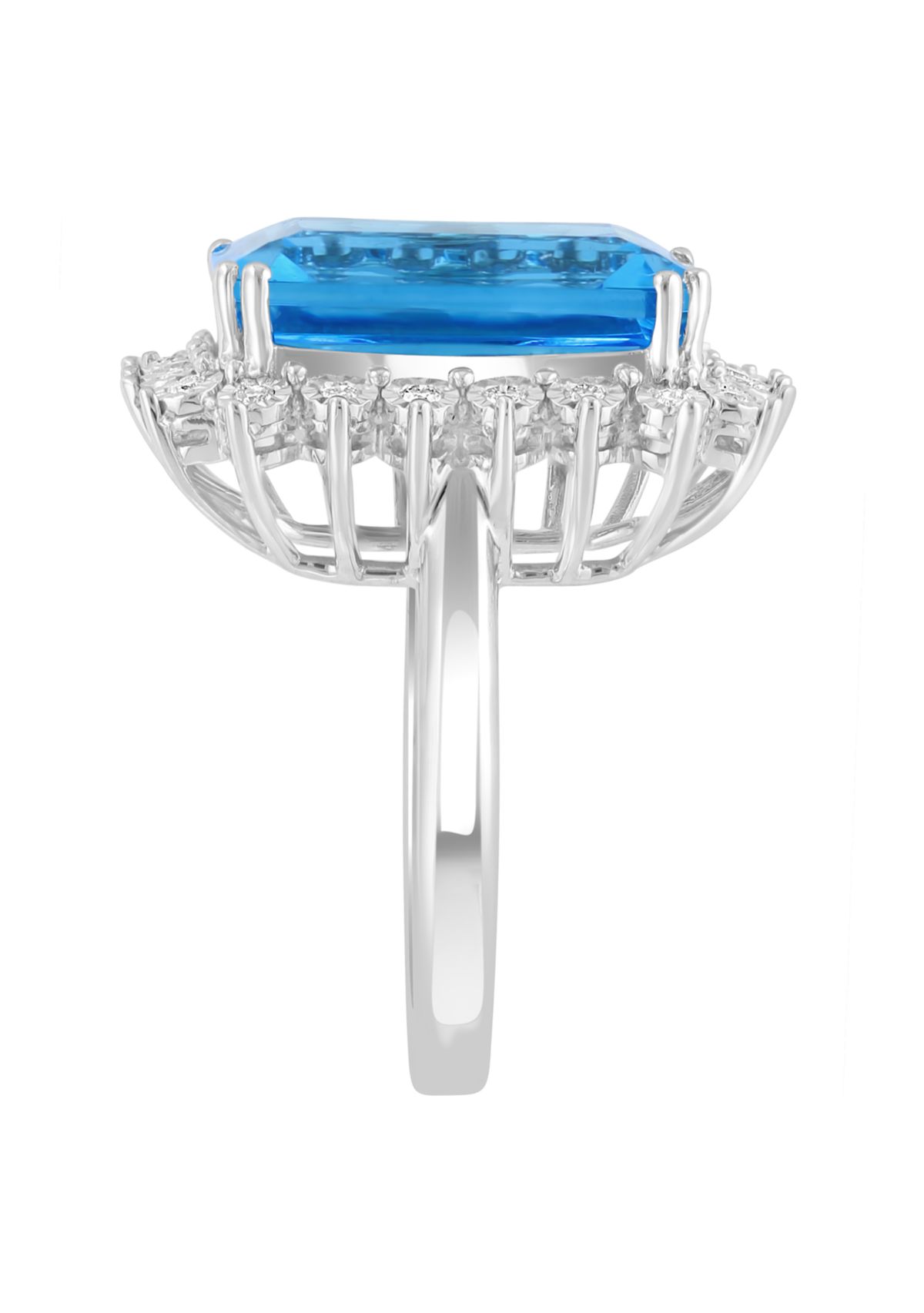 1/5 ct. t.w. Diamond and Blue Topaz Ring in 14K Rose Gold