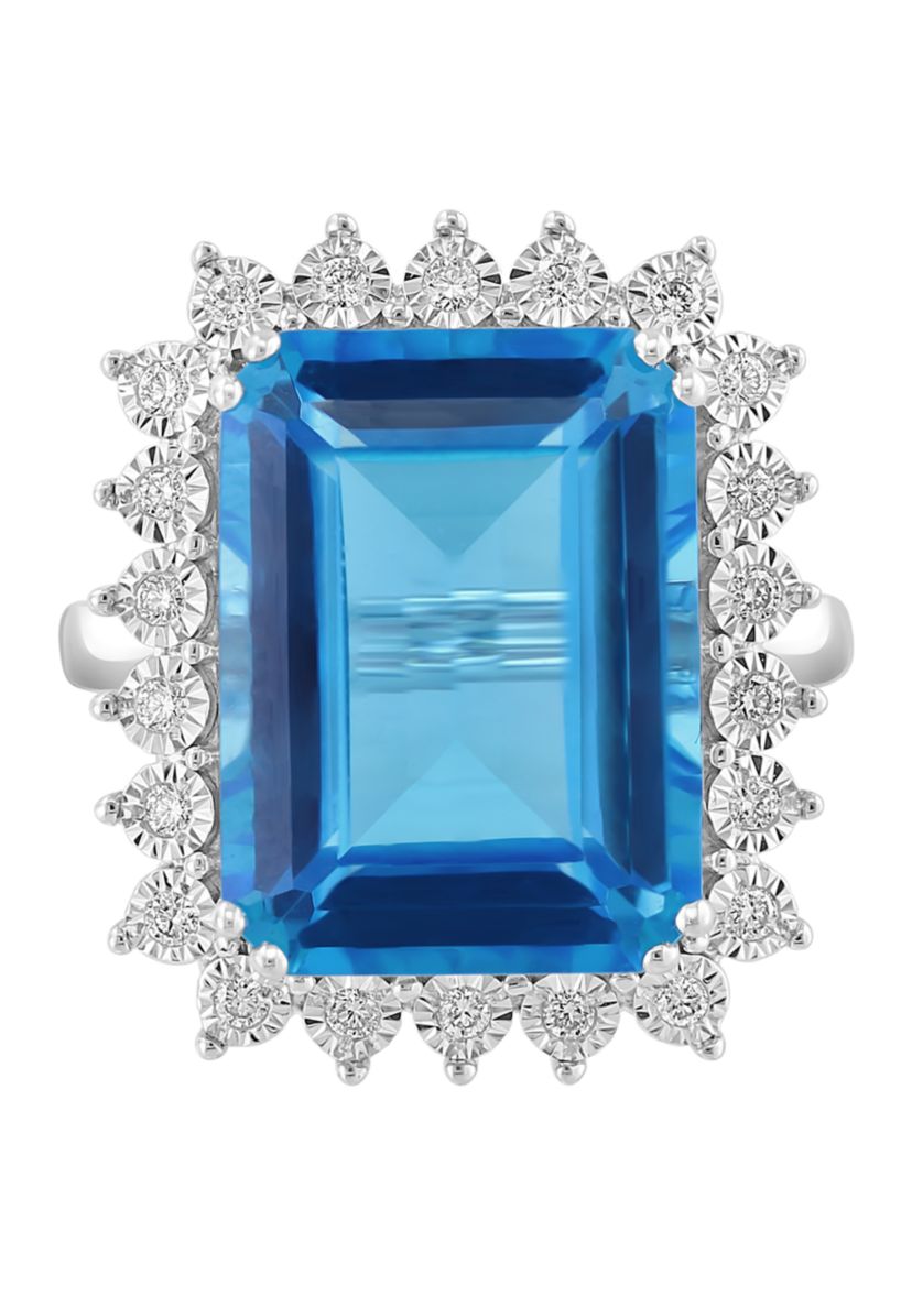 1/5 ct. t.w. Diamond and Blue Topaz Ring in 14K Rose Gold
