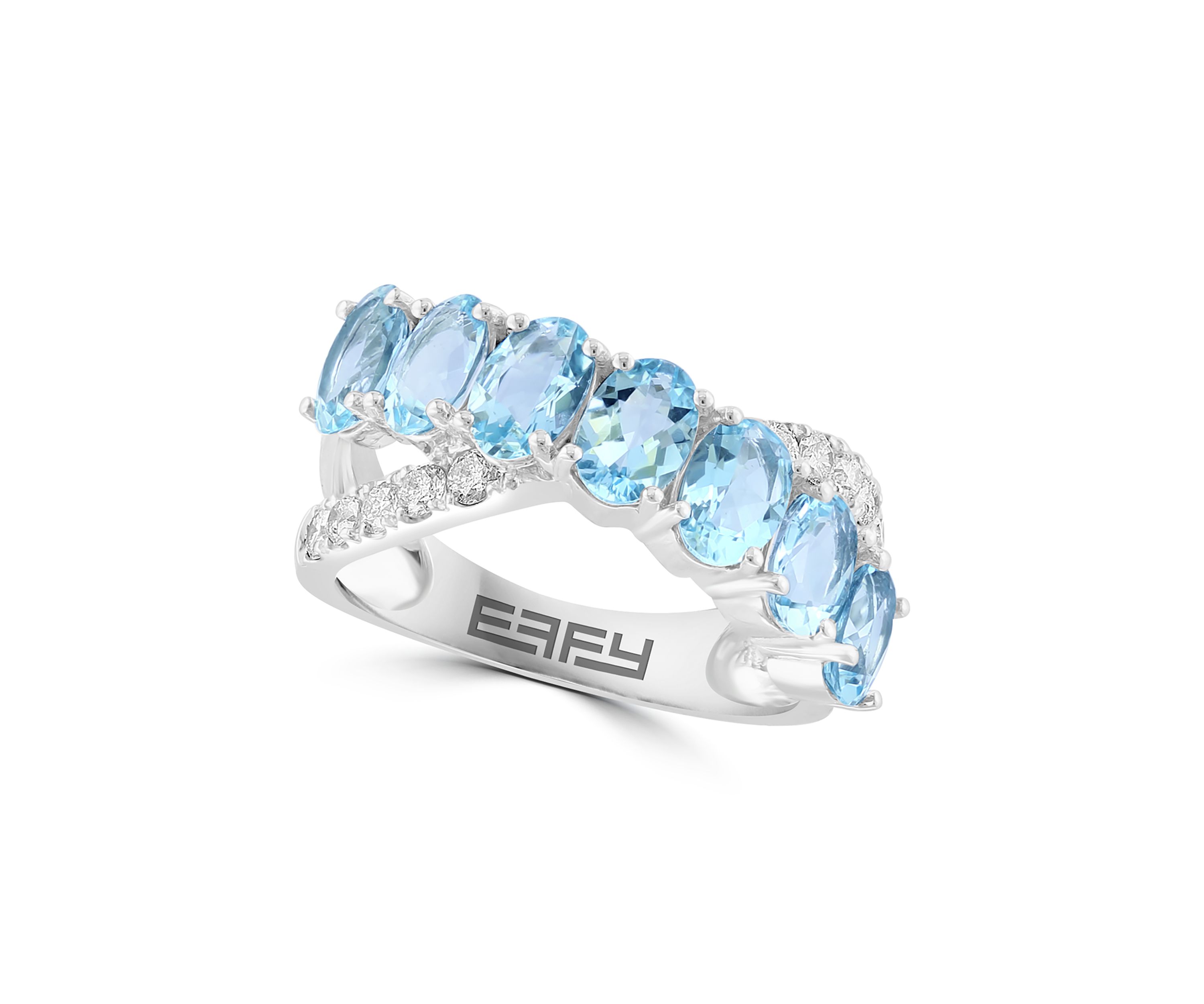 1/4 ct. t.w. Diamond, Aquamarine Ring in 14K White Gold