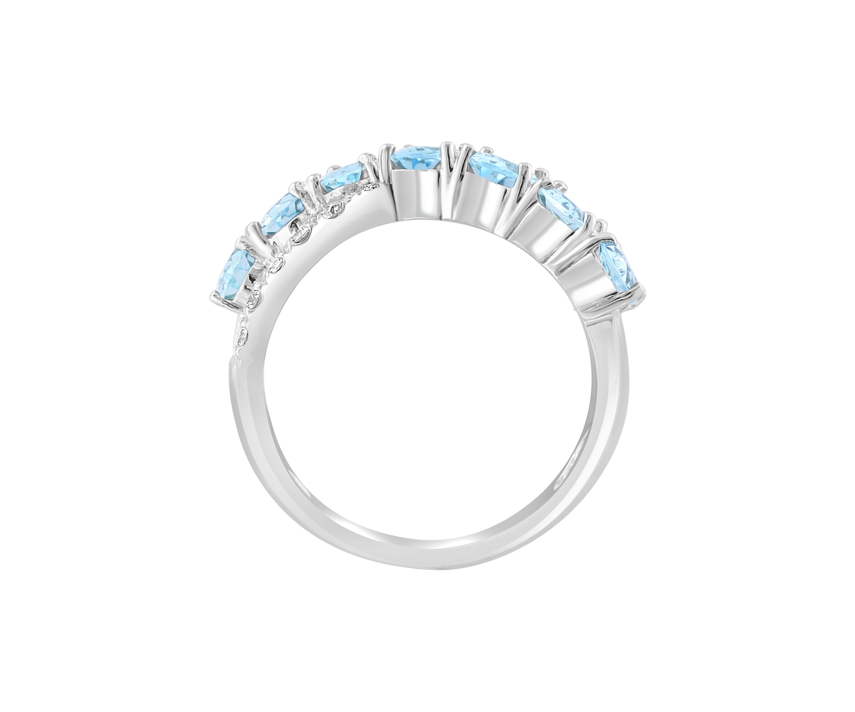 1/4 ct. t.w. Diamond, Aquamarine Ring in 14K White Gold