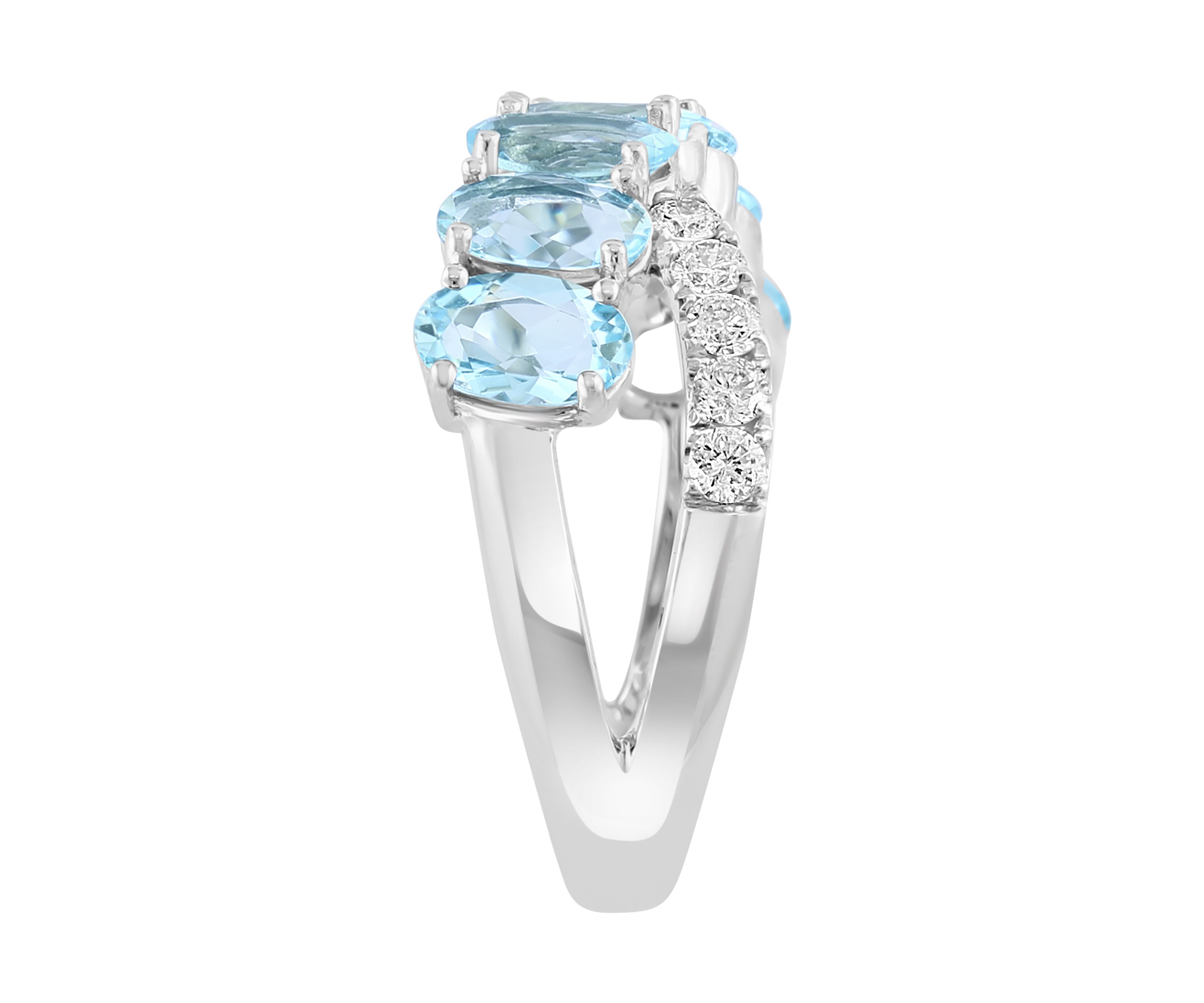 1/4 ct. t.w. Diamond, Aquamarine Ring in 14K White Gold