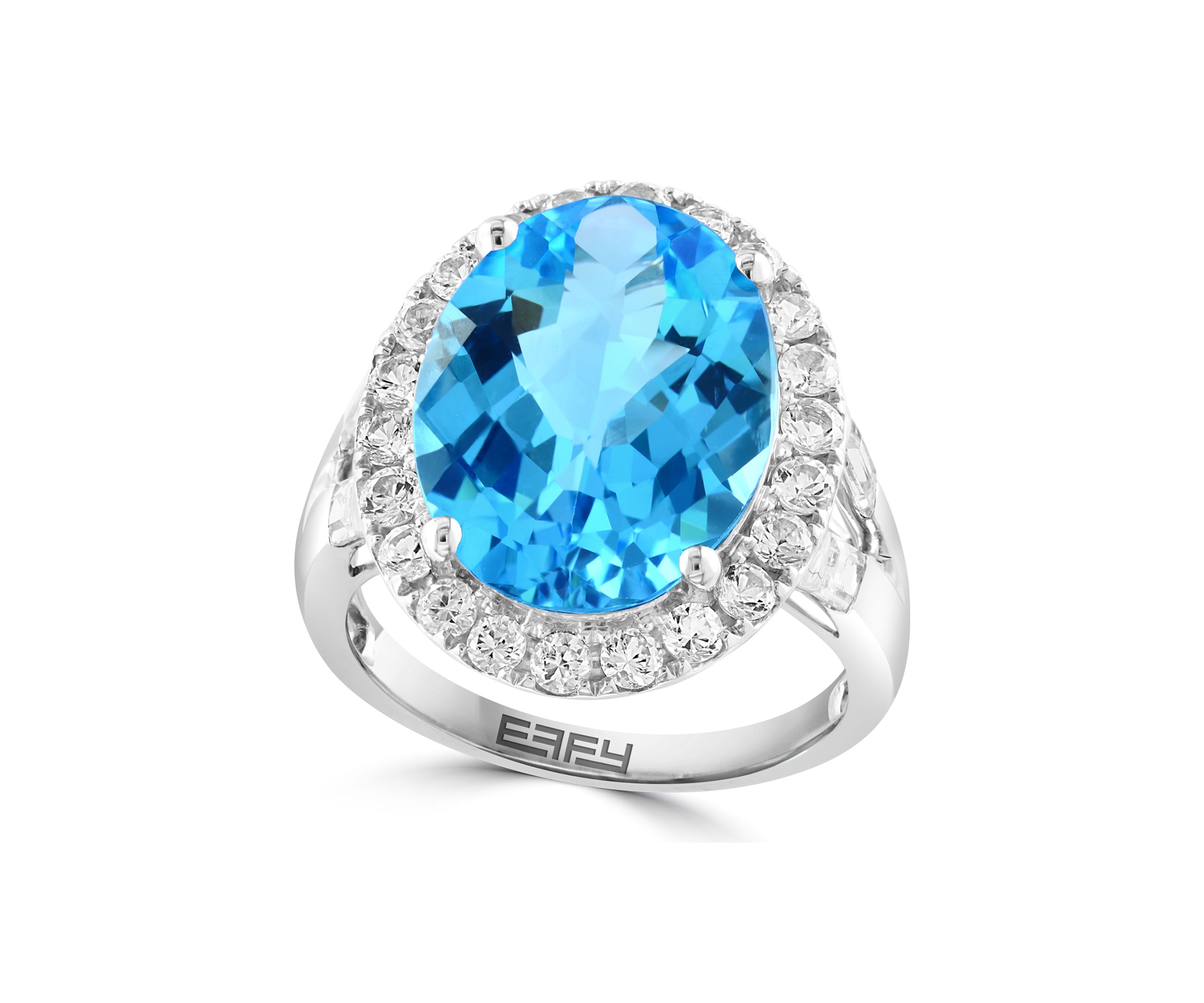 Blue Topaz and White Sapphire Ring in 14K White Gold