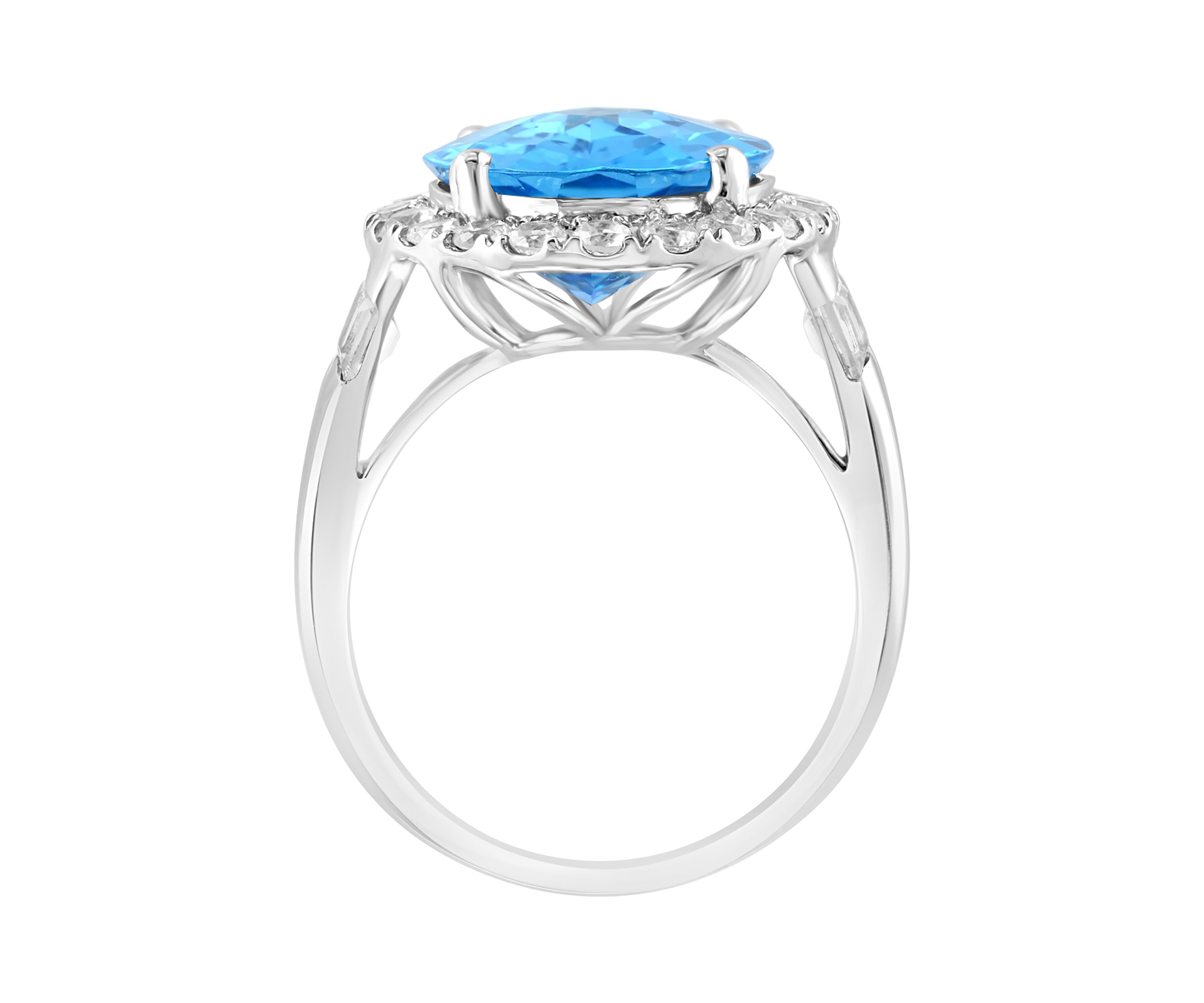 Blue Topaz and White Sapphire Ring in 14K White Gold