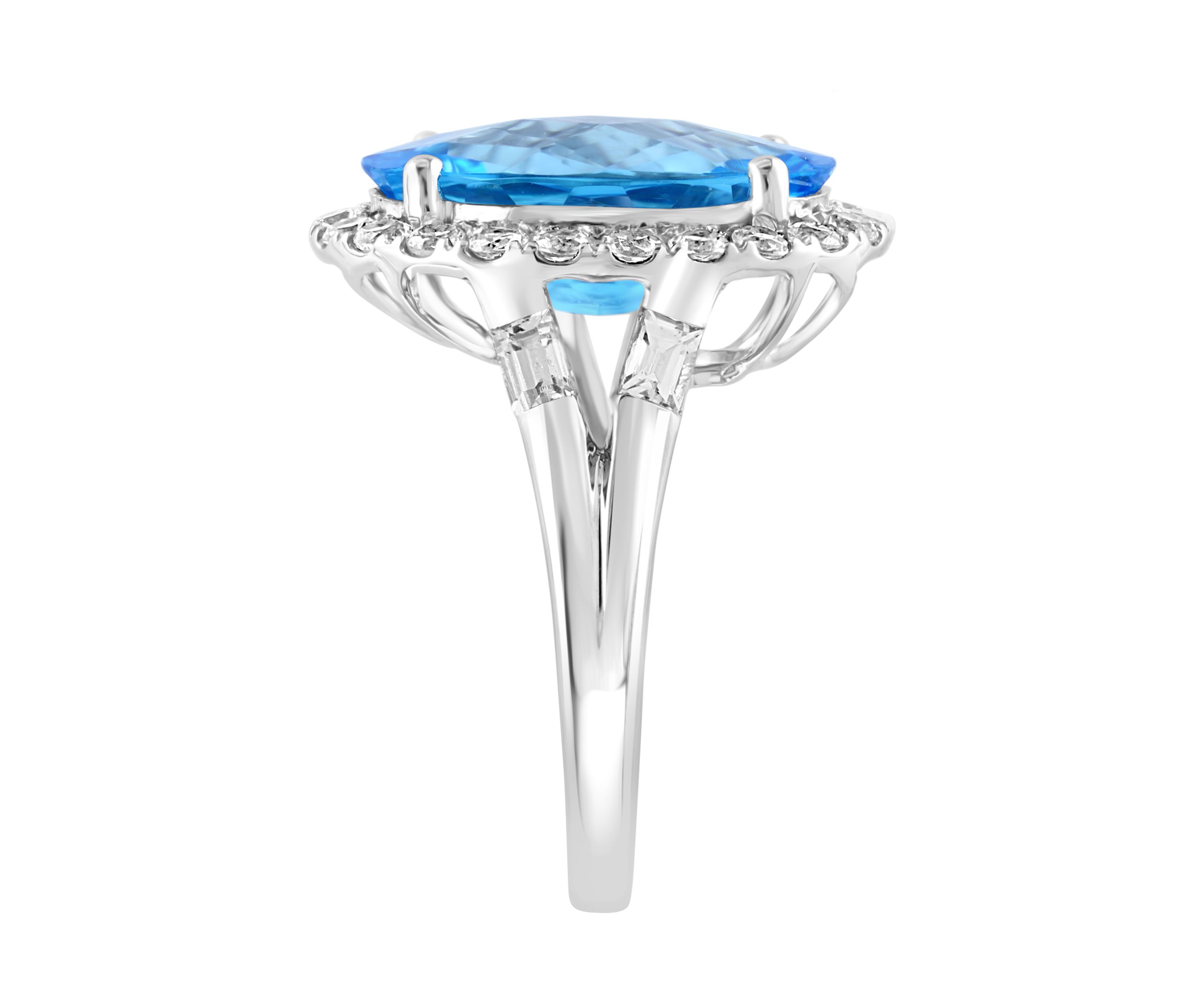 Blue Topaz and White Sapphire Ring in 14K White Gold