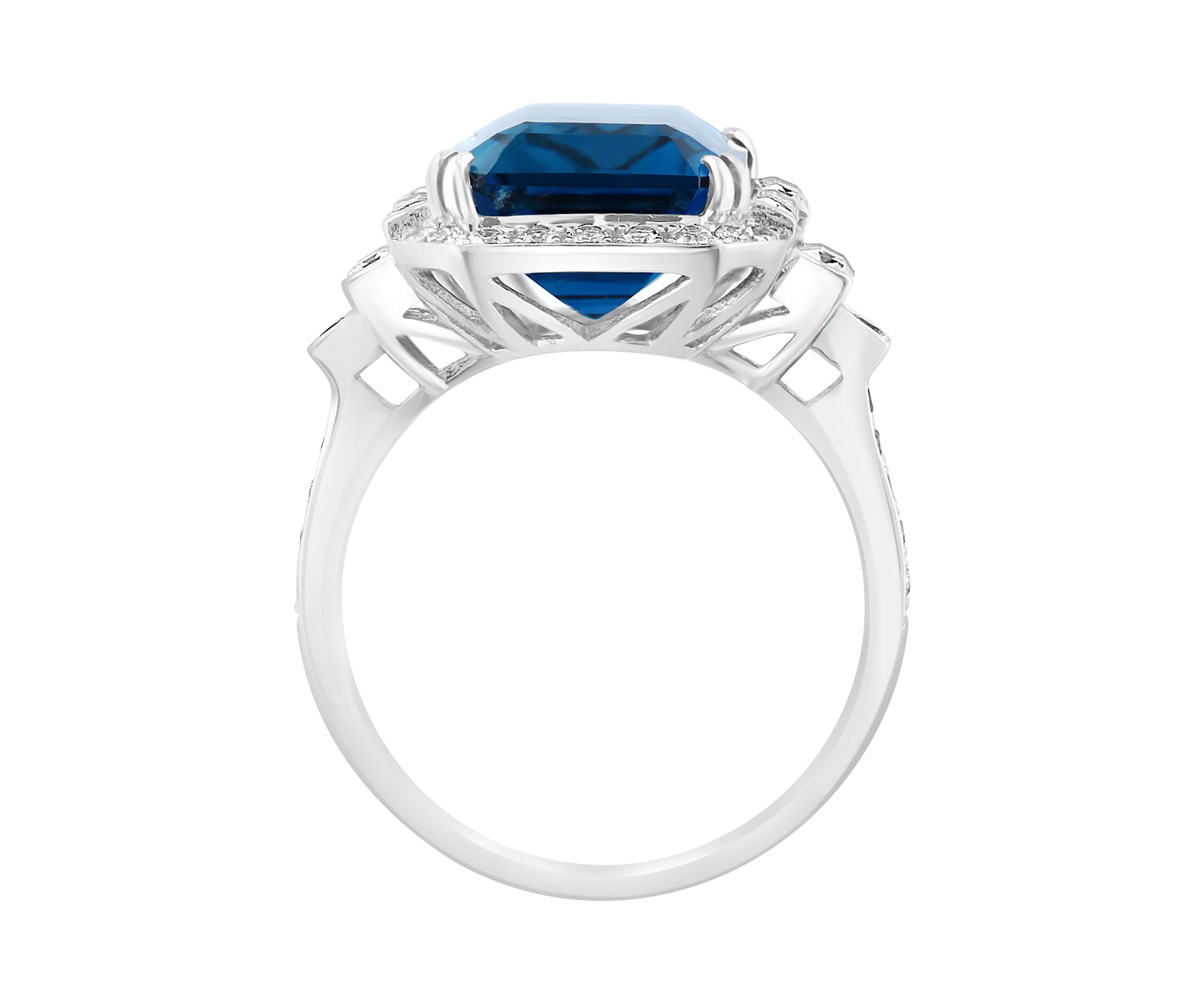 London Blue Topaz and White Sapphire Ring in 14K White Gold