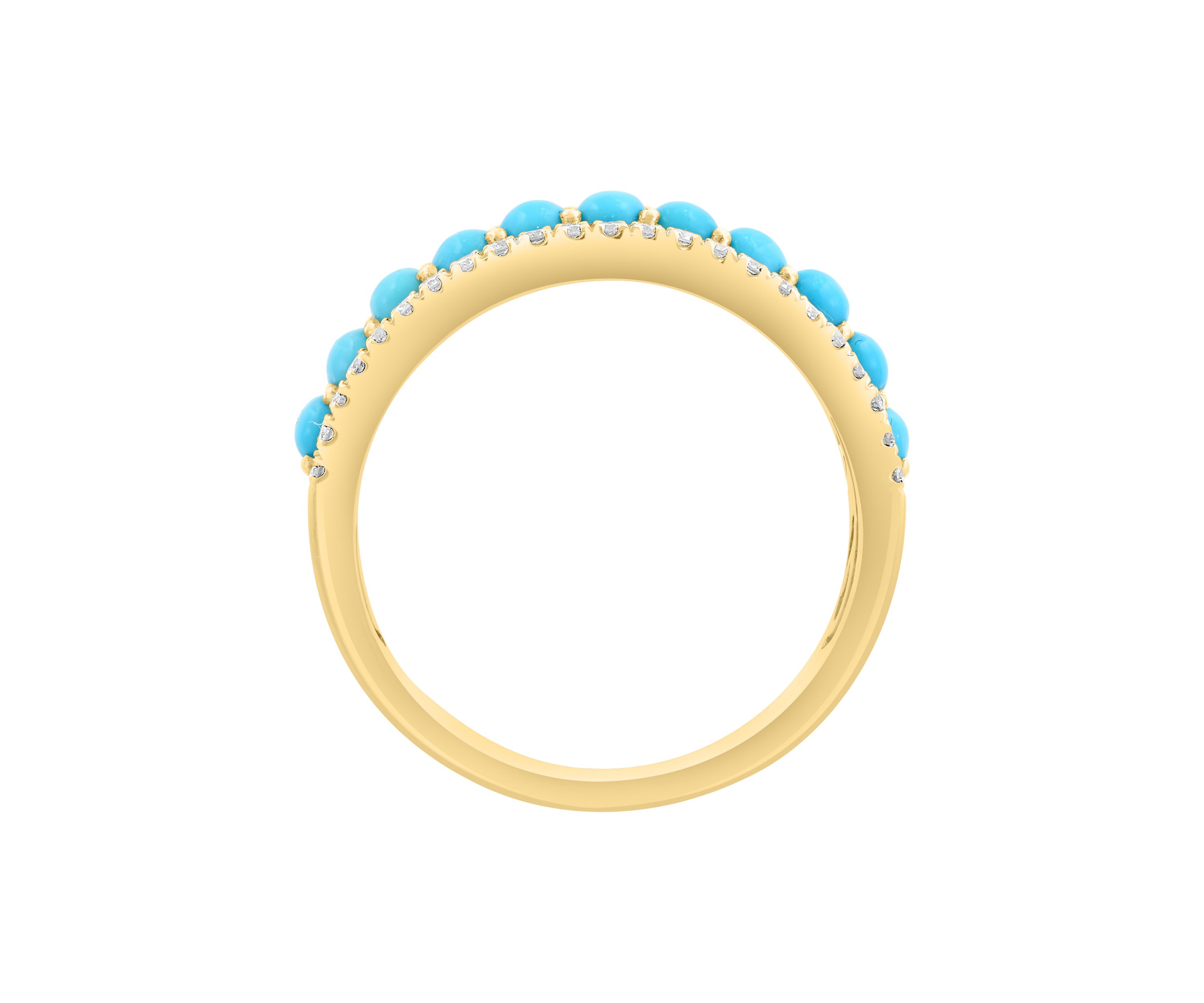 1/3 ct. t.w. Diamond, Turquoise Ring in 14K Yellow Gold