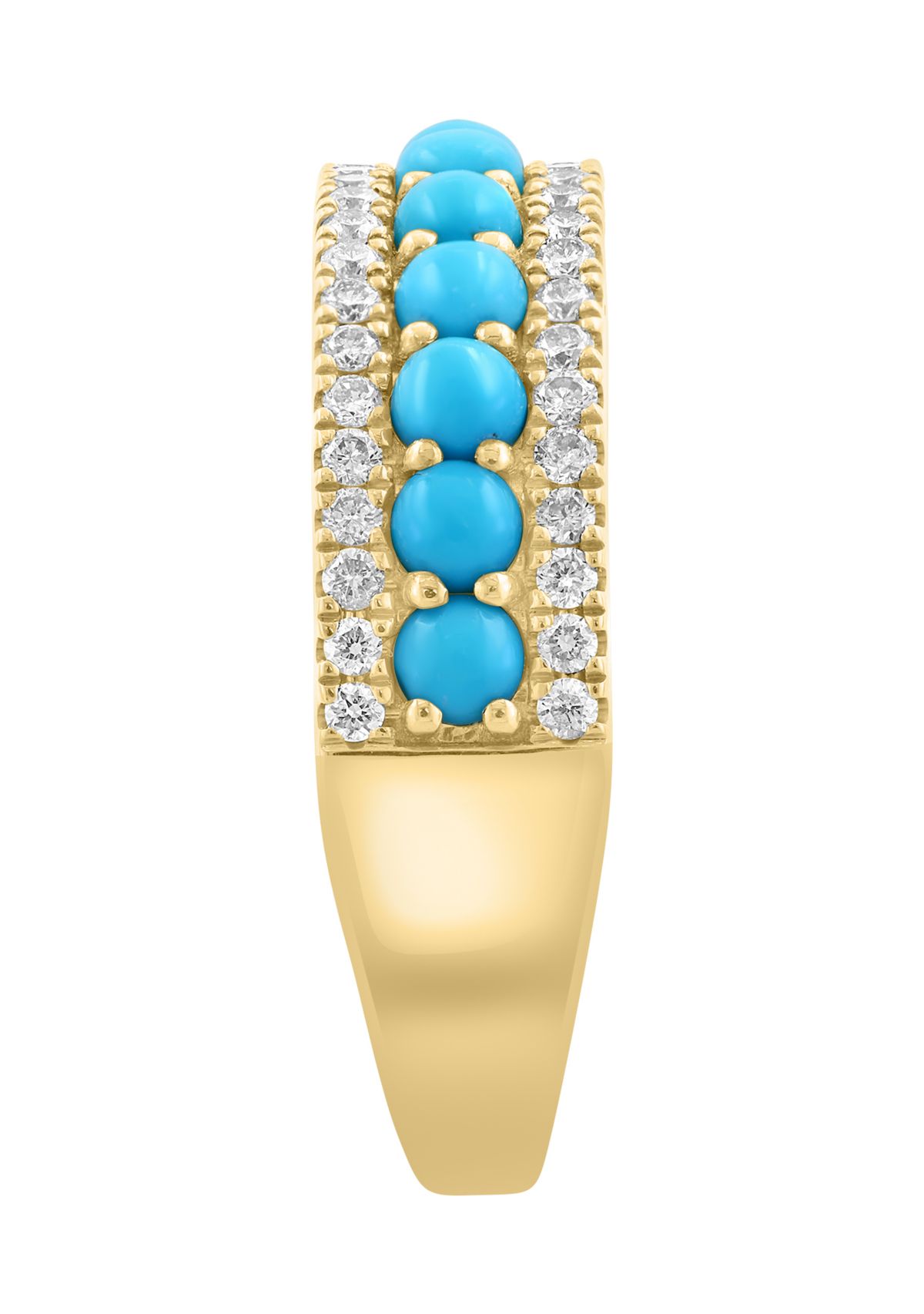1/3 ct. t.w. Diamond, Turquoise Ring in 14K Yellow Gold
