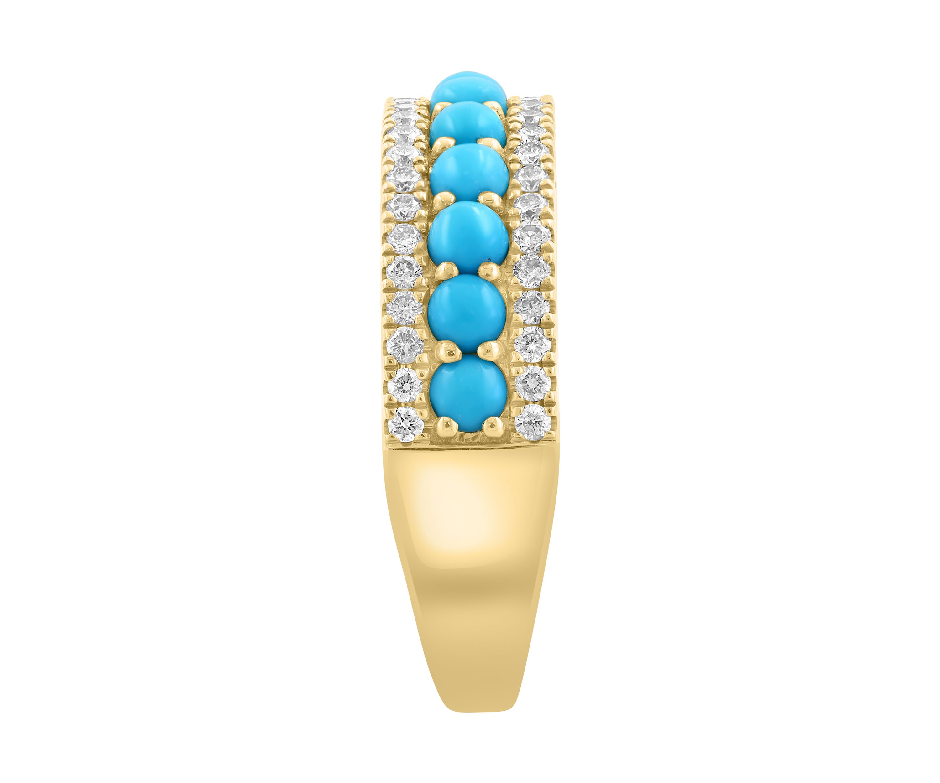 1/3 ct. t.w. Diamond, Turquoise Ring in 14K Yellow Gold