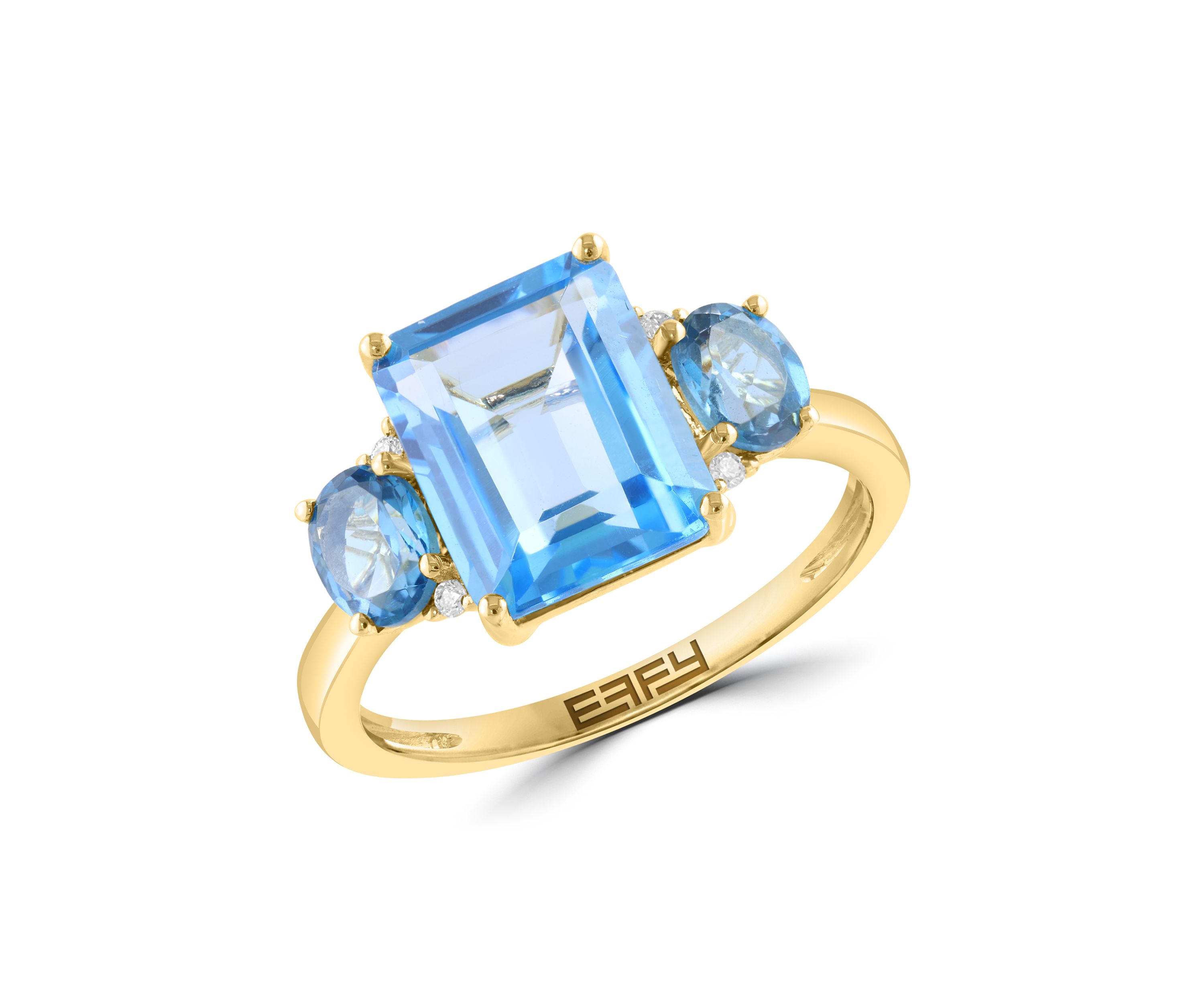 5.5 ct. t.w. Blue Topaz, London Blue Topaz, 1/10 ct. t.w. Diamond Ring in 14K Yellow Gold