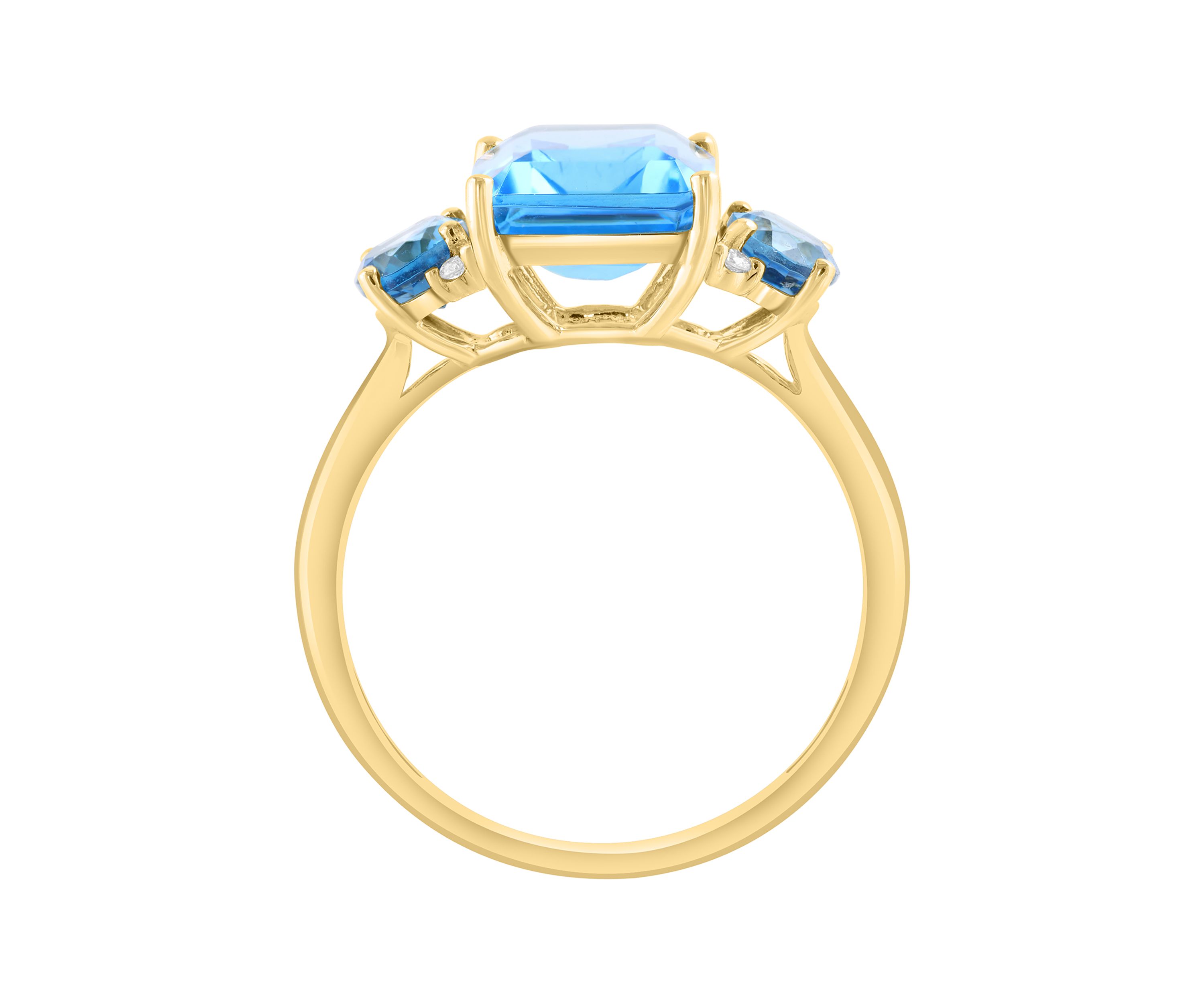 5.5 ct. t.w. Blue Topaz, London Blue Topaz, 1/10 ct. t.w. Diamond Ring in 14K Yellow Gold