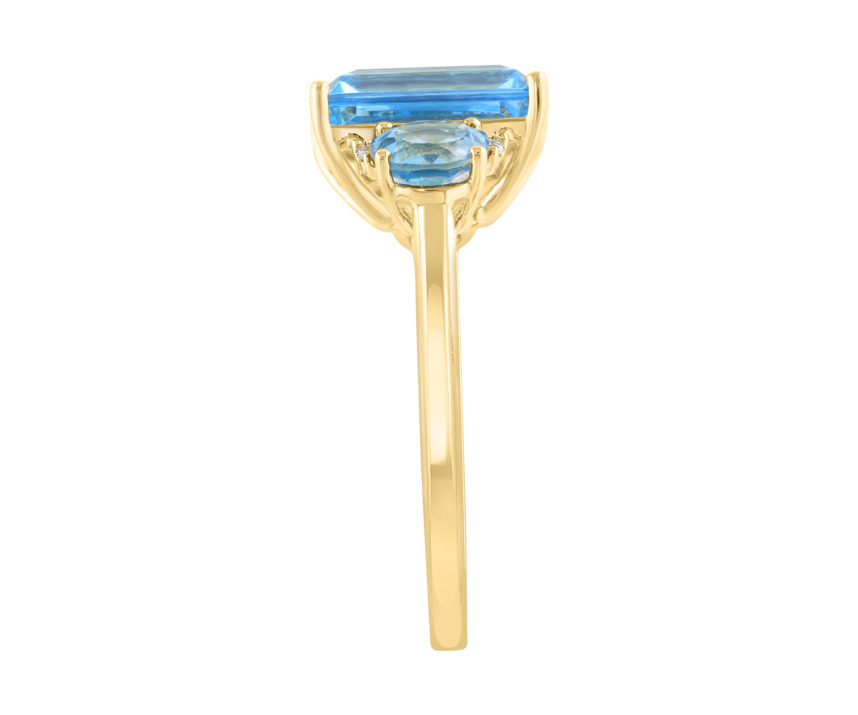 5.5 ct. t.w. Blue Topaz, London Blue Topaz, 1/10 ct. t.w. Diamond Ring in 14K Yellow Gold