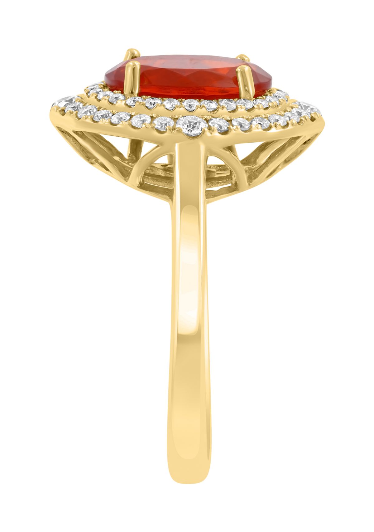 Effy® Diamond and Mexican Fire Opal Ring in 14K Yellow Gold | Belk
