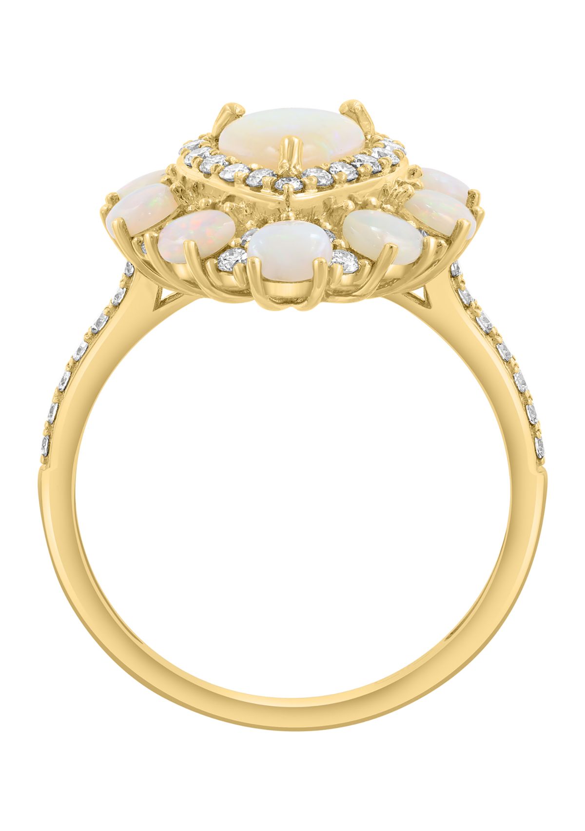 14K Yellow Gold Diamond and Opal Ring