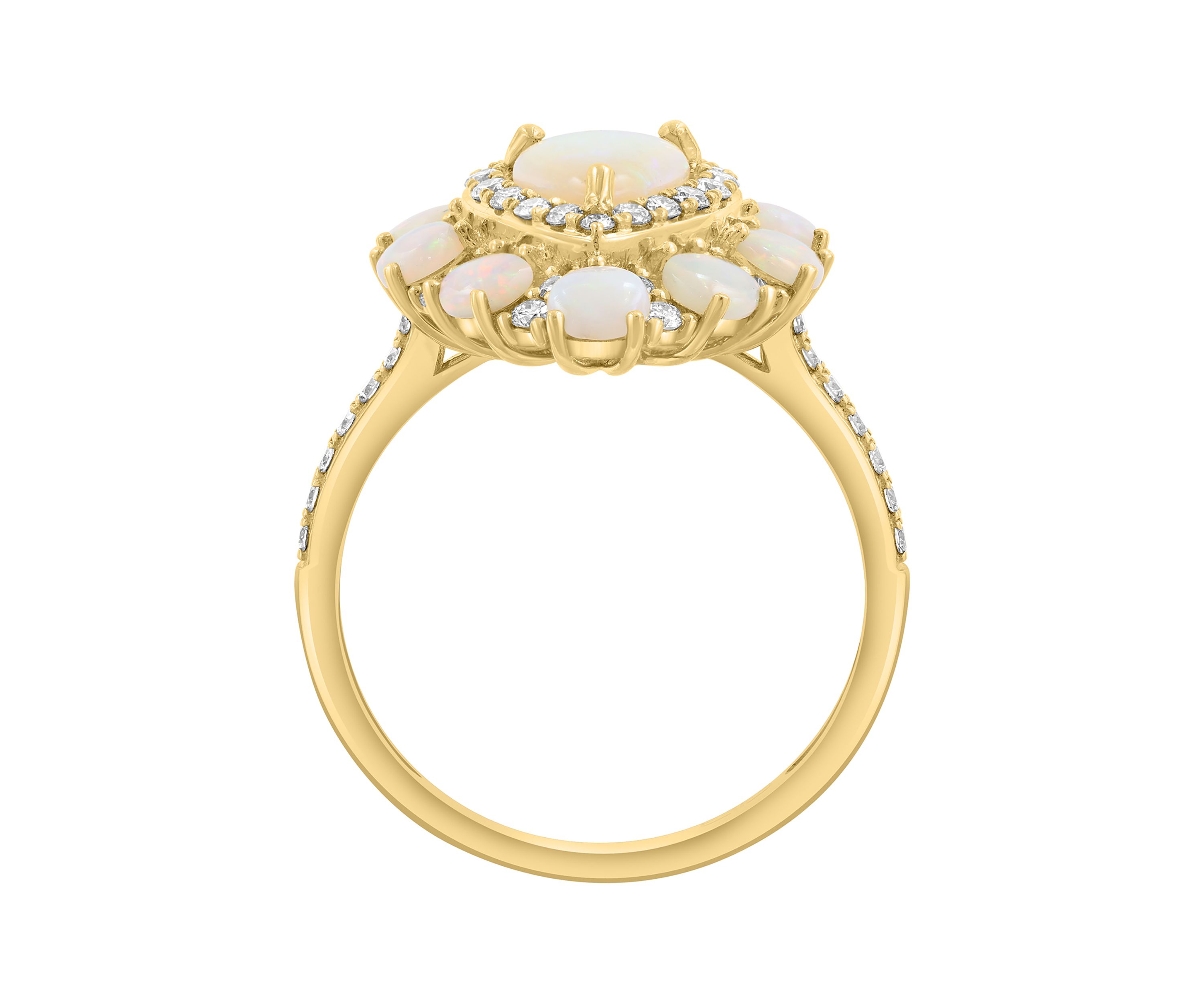14K Yellow Gold Diamond and Opal Ring