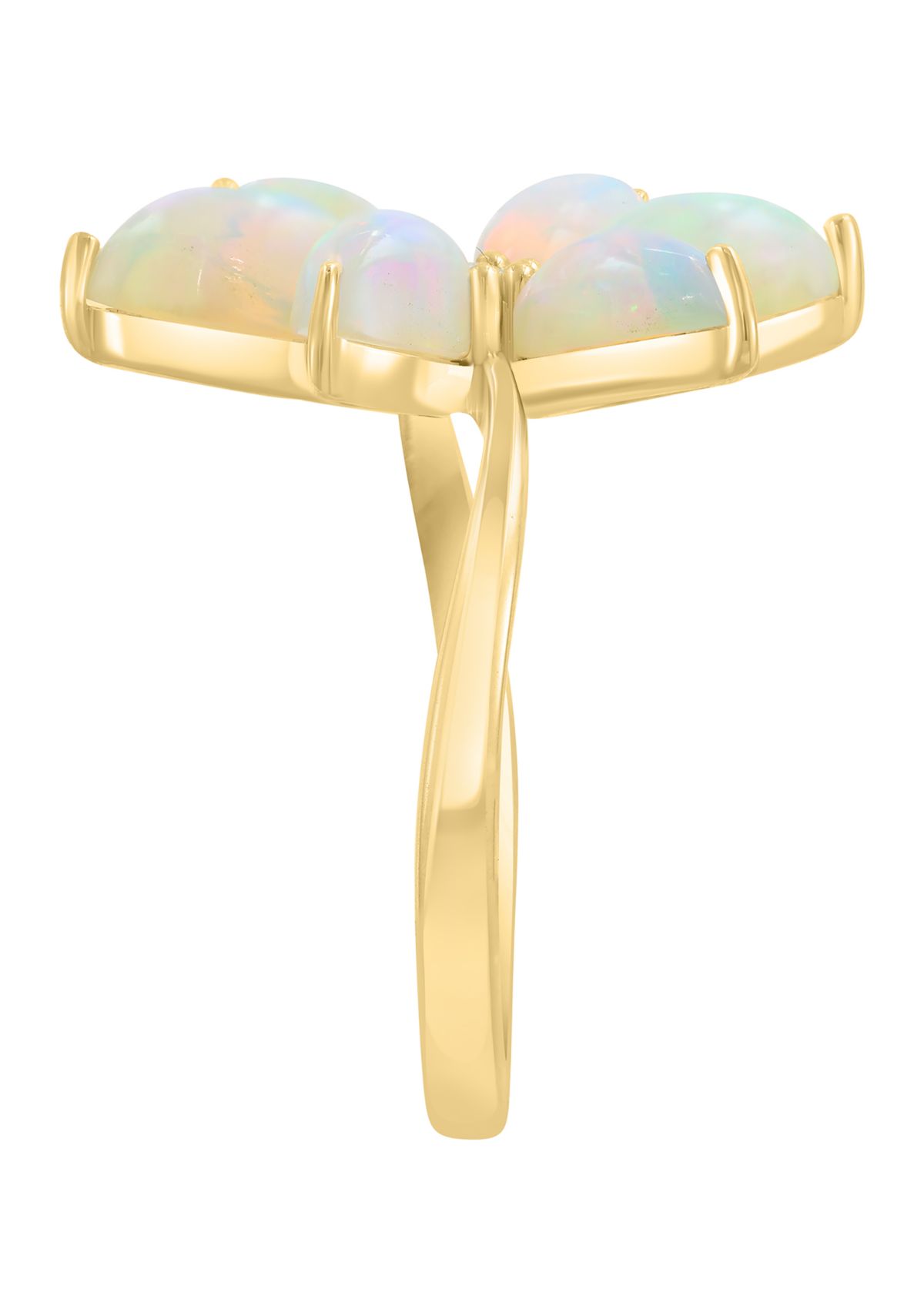 1/10 ct. t.w. Diamond and 2.6 Ethiopian Opal Flower Ring in 14K Yellow Gold