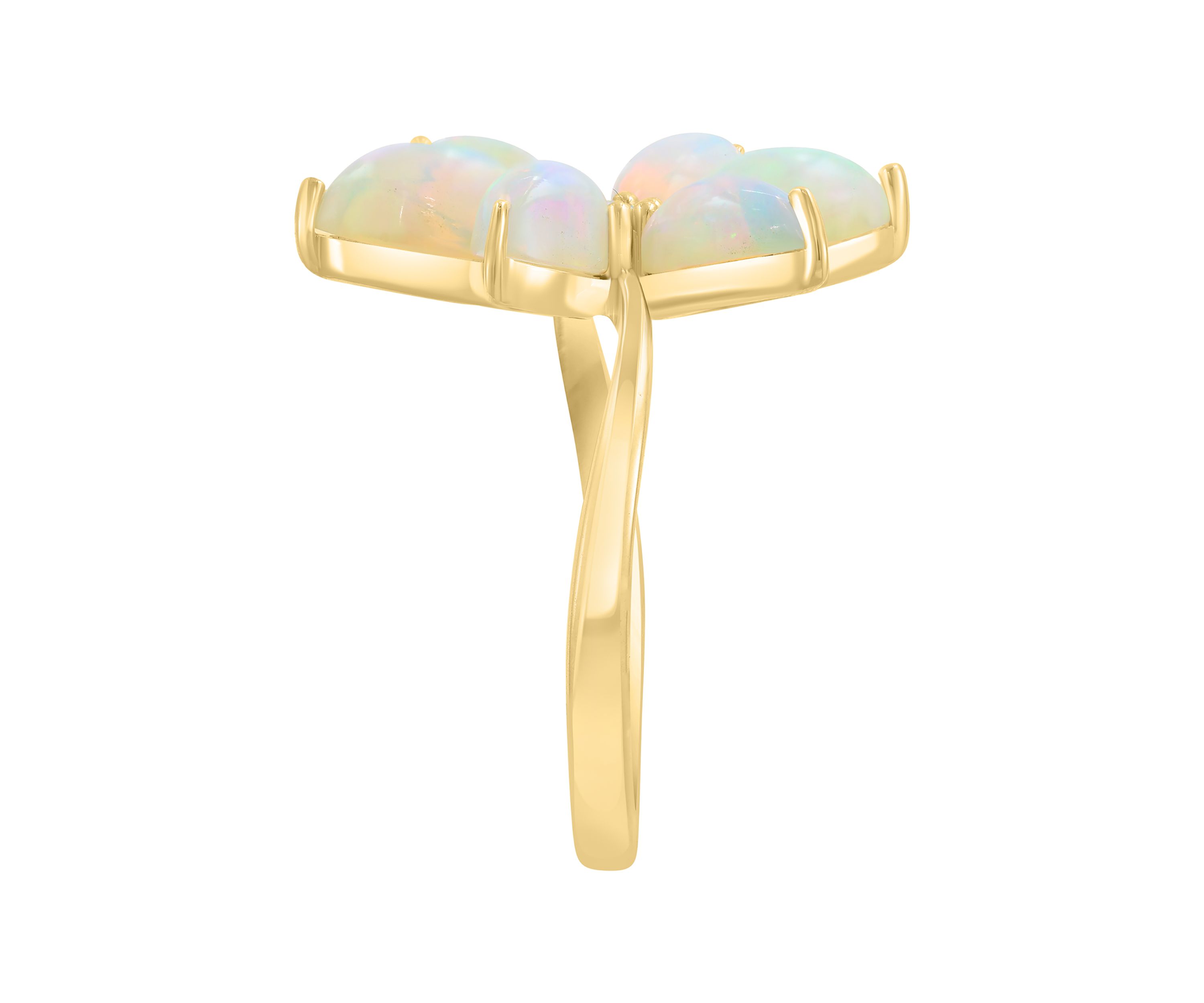 1/10 ct. t.w. Diamond and 2.6 Ethiopian Opal Flower Ring in 14K Yellow Gold