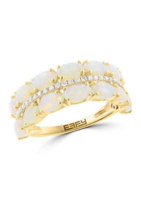 Effy Diamond and Opal Ring in 14K Yellow Gold, 7